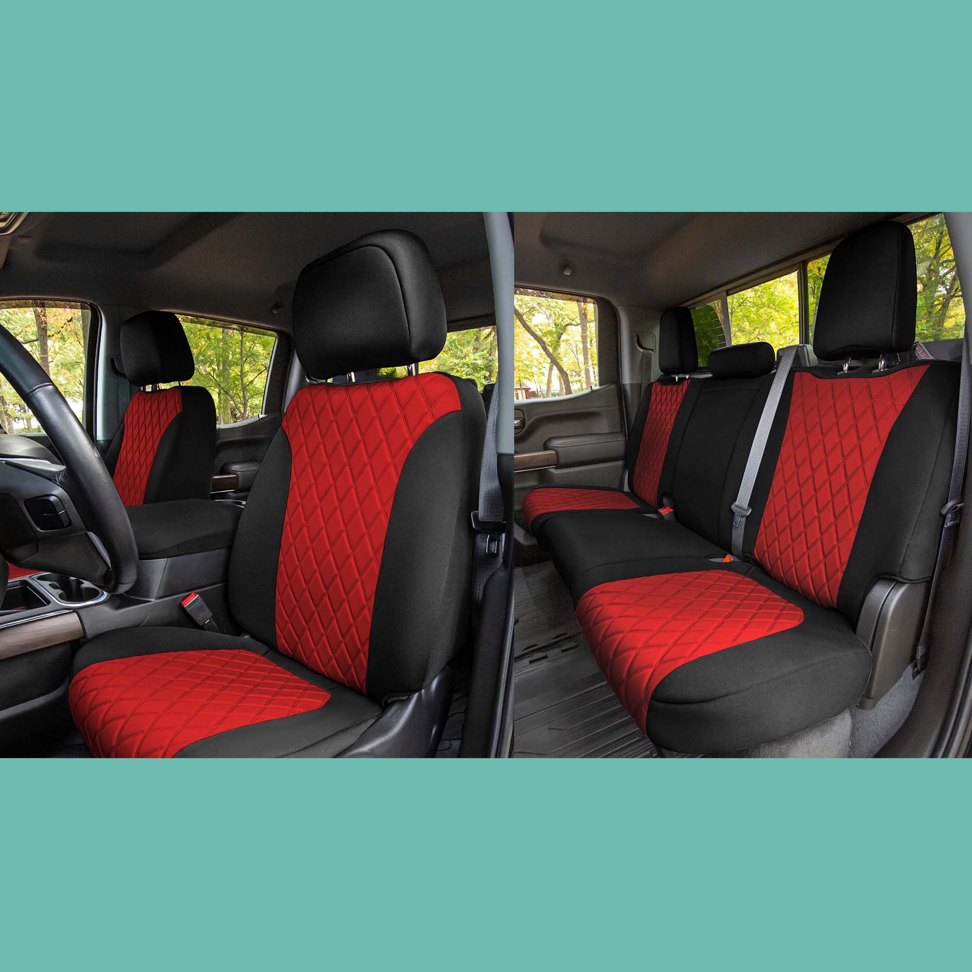 GMC Sierra 1500 2500HD 3500HD SLT | AT4 | DENALI 2019-2023 - Full Set Seat Covers - Red Ultraflex Neoprene