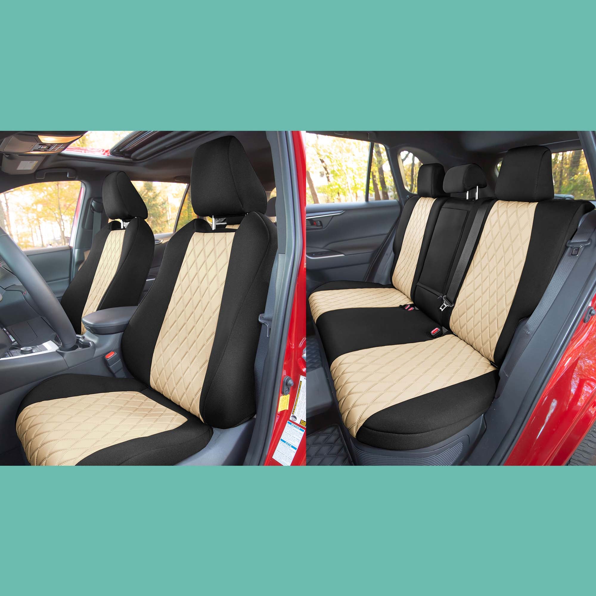 Toyota Rav4 LE | XLE | Limited 2019-2024  - Full Set Seat Covers - Beige / Black Ultraflex Neoprene