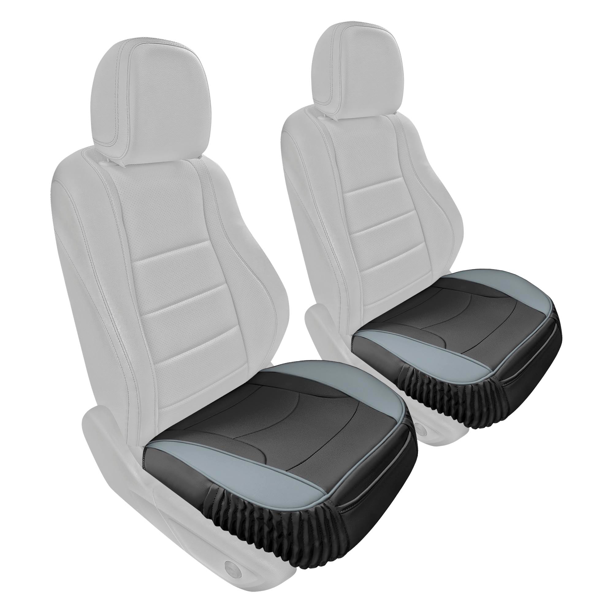 Faux Leather Seat Cushion Pad - 2 Piece Front Set Gray/Black