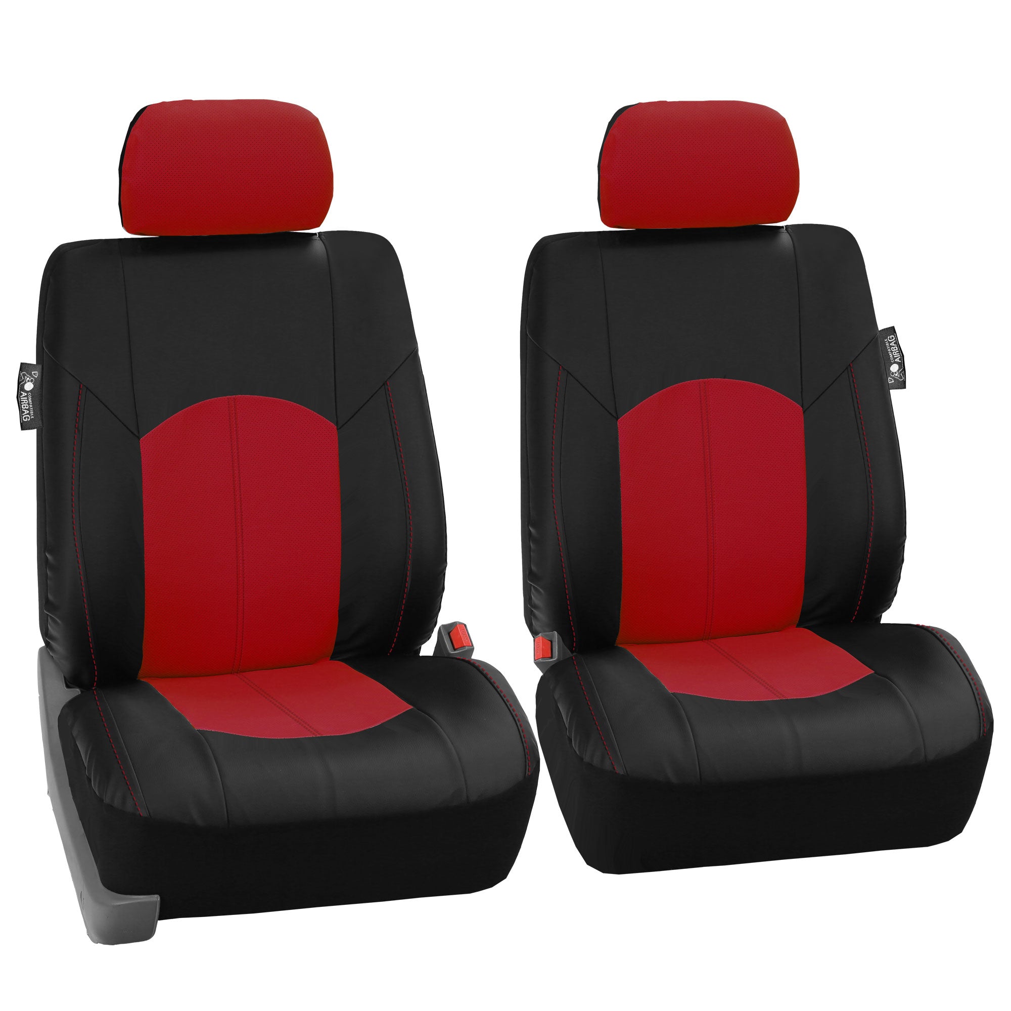 Highest Grade Faux Leather Seat Covers - Front Set Red