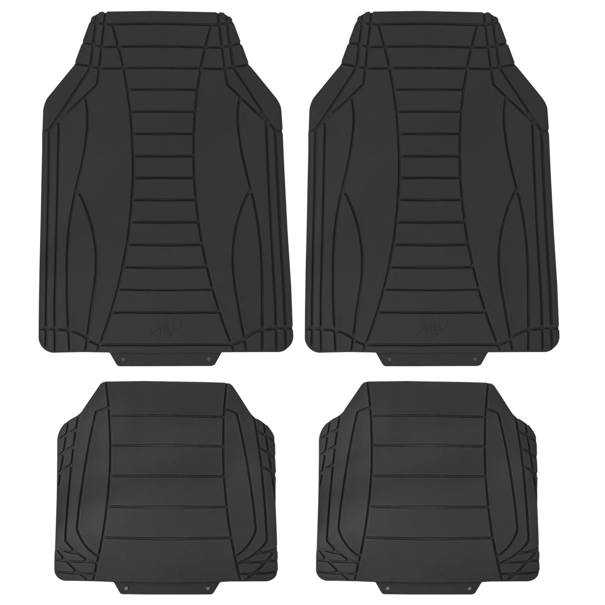 Sleek Linear Car Floor Mats - Full Set Black