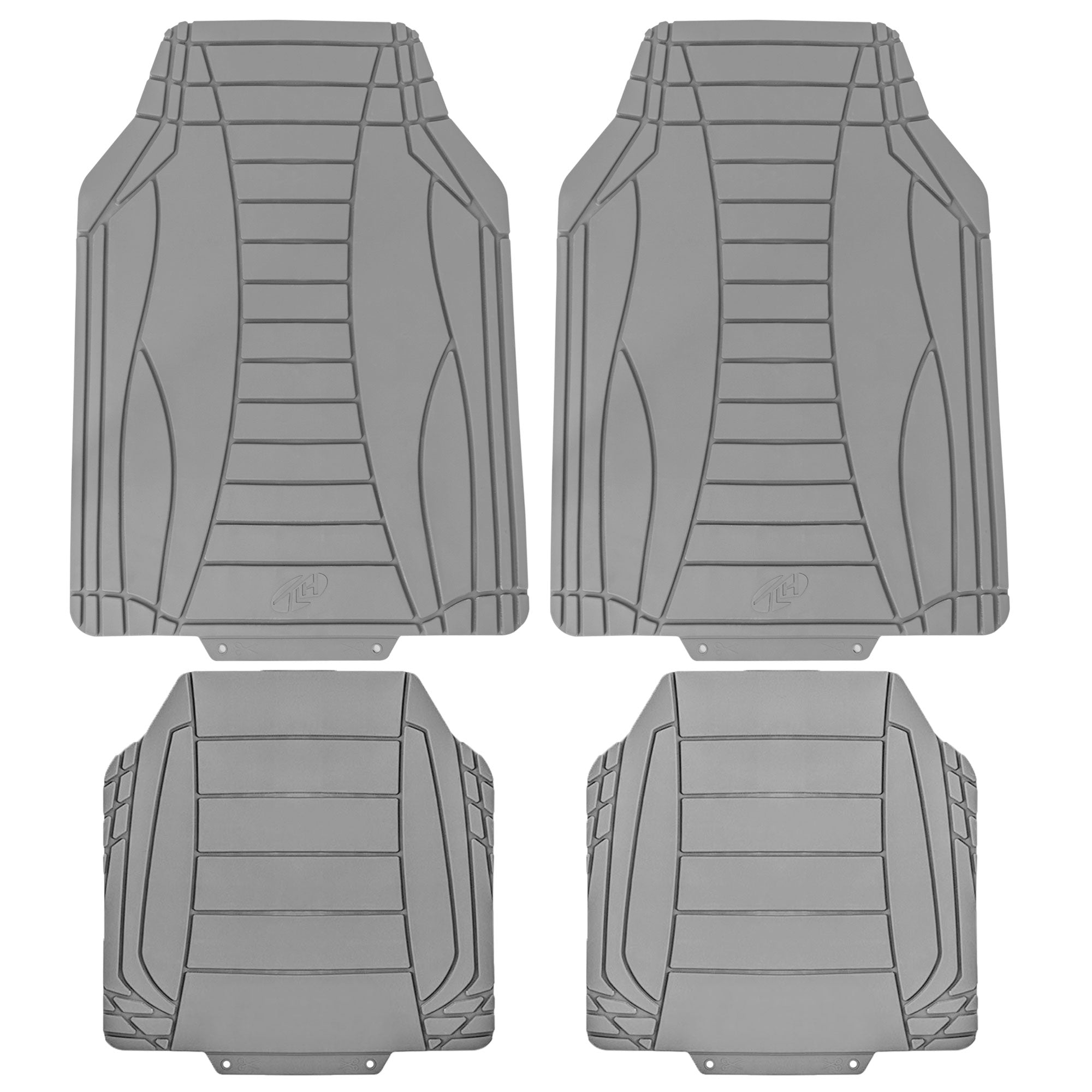 Sleek Linear Car Floor Mats - Full Set Gray