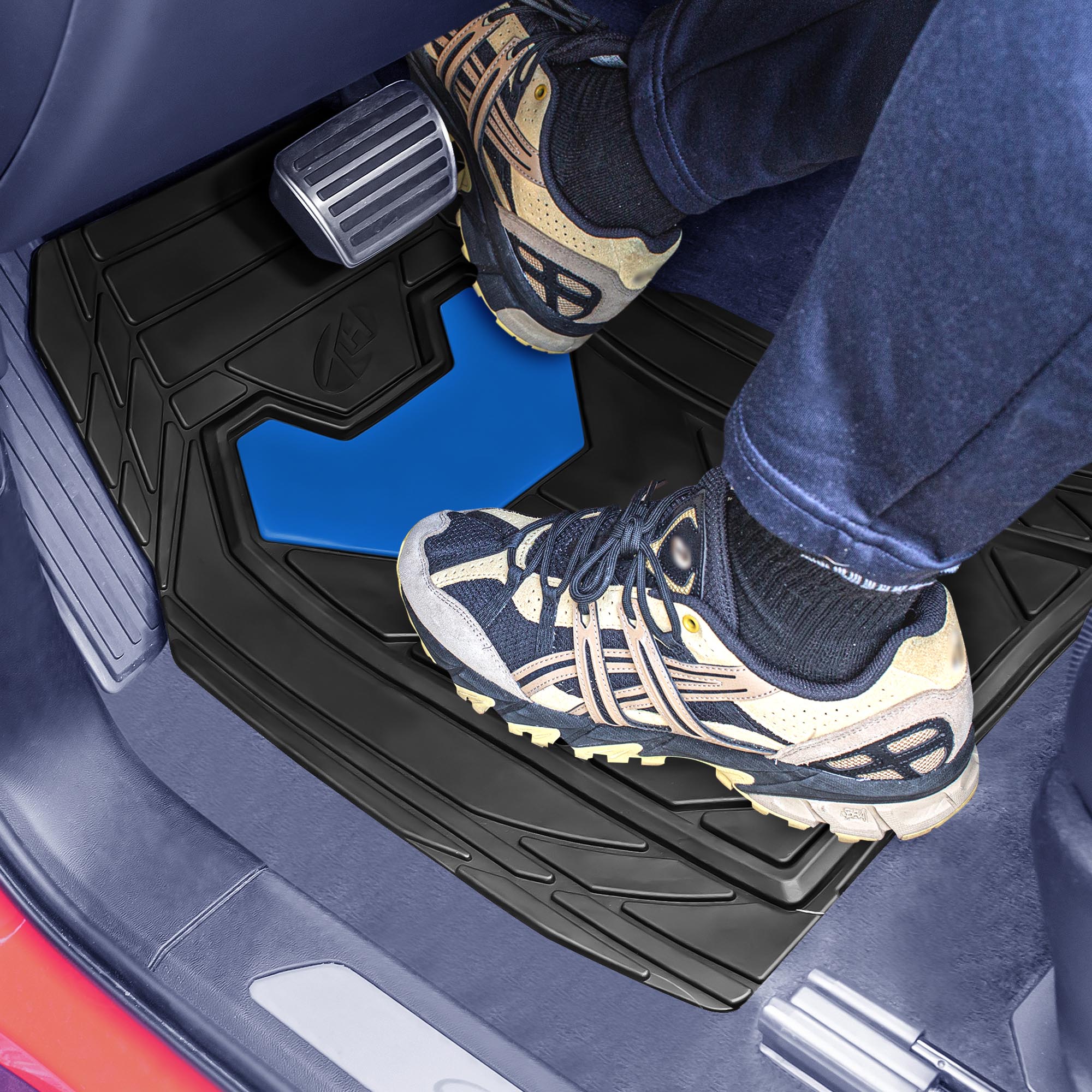 Bold Geometric Car Floor Mats - Full Set Blue