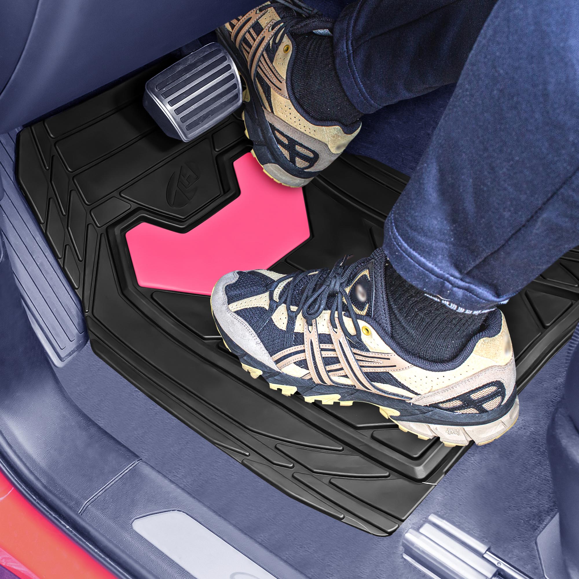 Bold Geometric Car Floor Mats - Full Set Pink