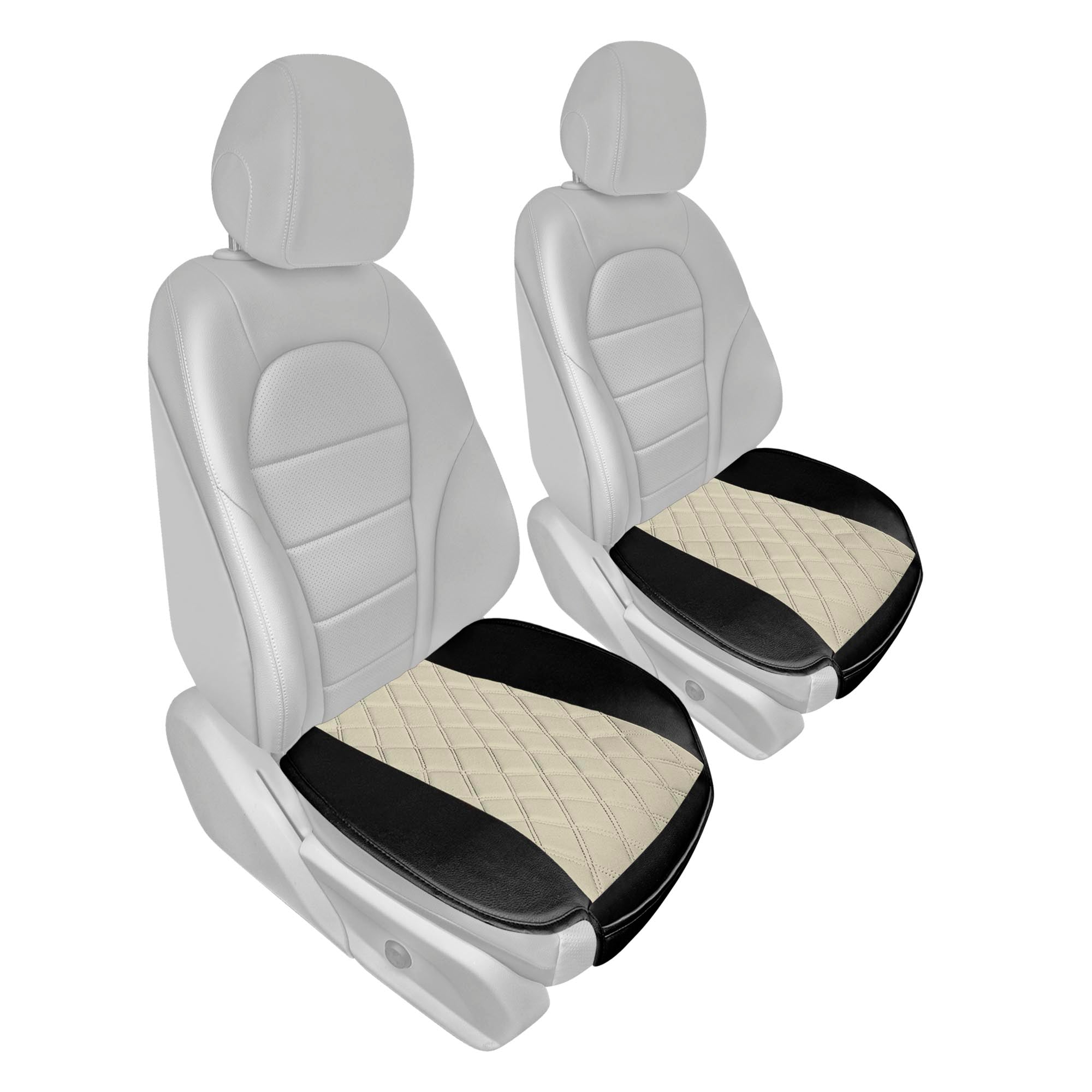 Faux Leather and NeoSupreme Seat Cushion Pad - Front Set Beige