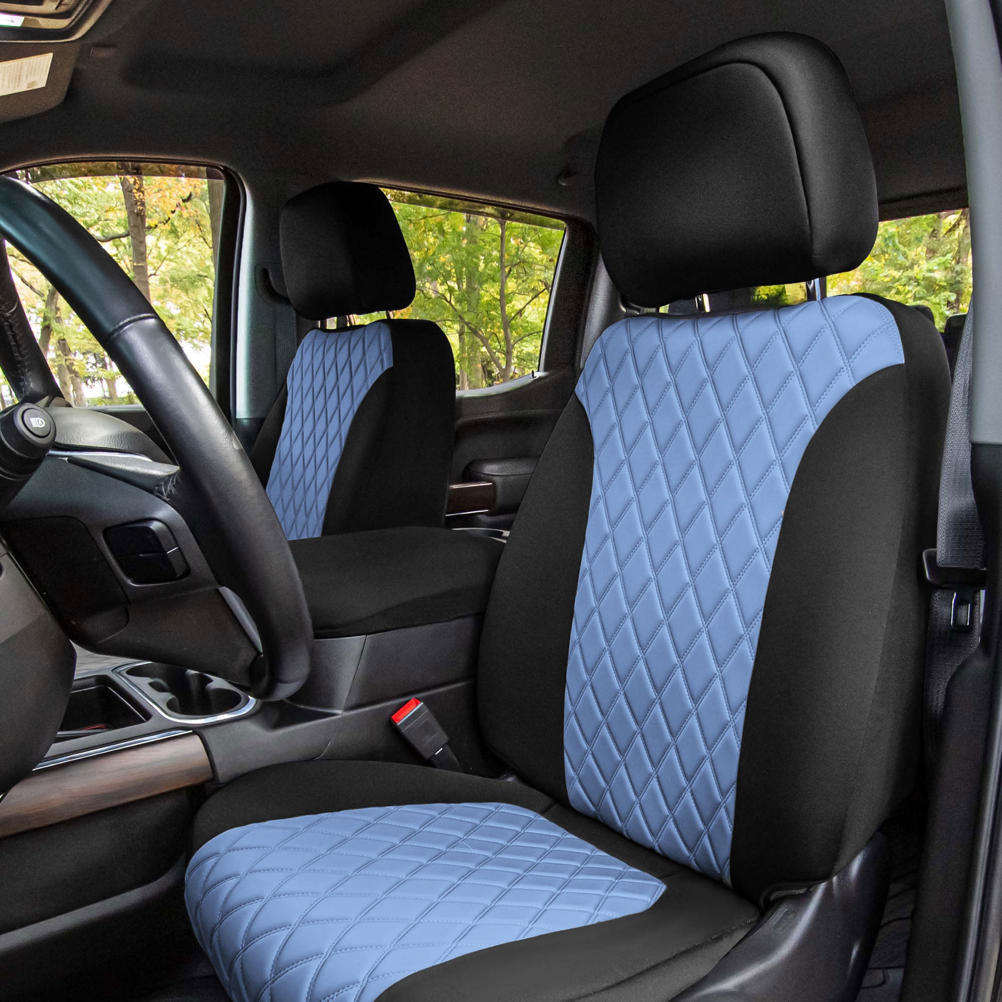 PU Leather Front Seat Covers For Chevy Silverado & GMC 1500/2500HD/3500HD - Waterproof