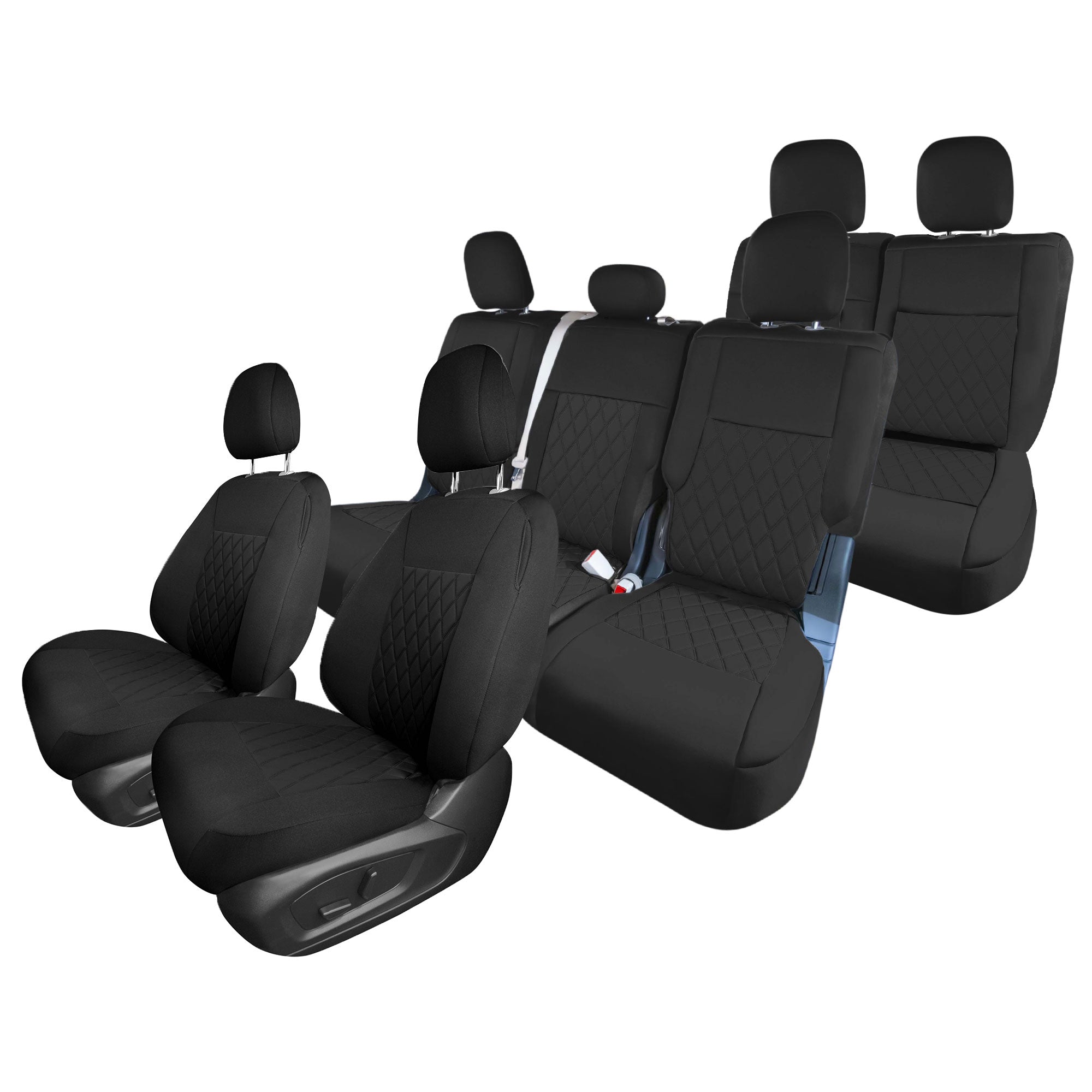 Ford Explorer Base 2020-2024  - Full Set Seat Covers  -  Black Ultraflex Neoprene