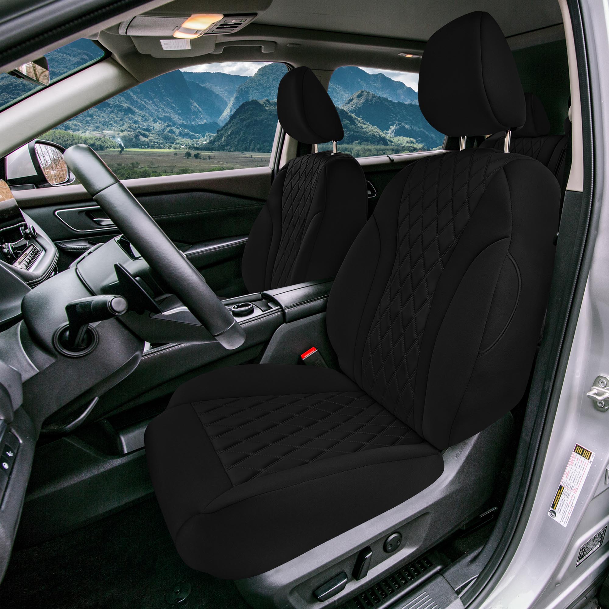 Nissan Rogue - 2020-2024 - Front Set Seat Covers - Black Ultraflex Neoprene