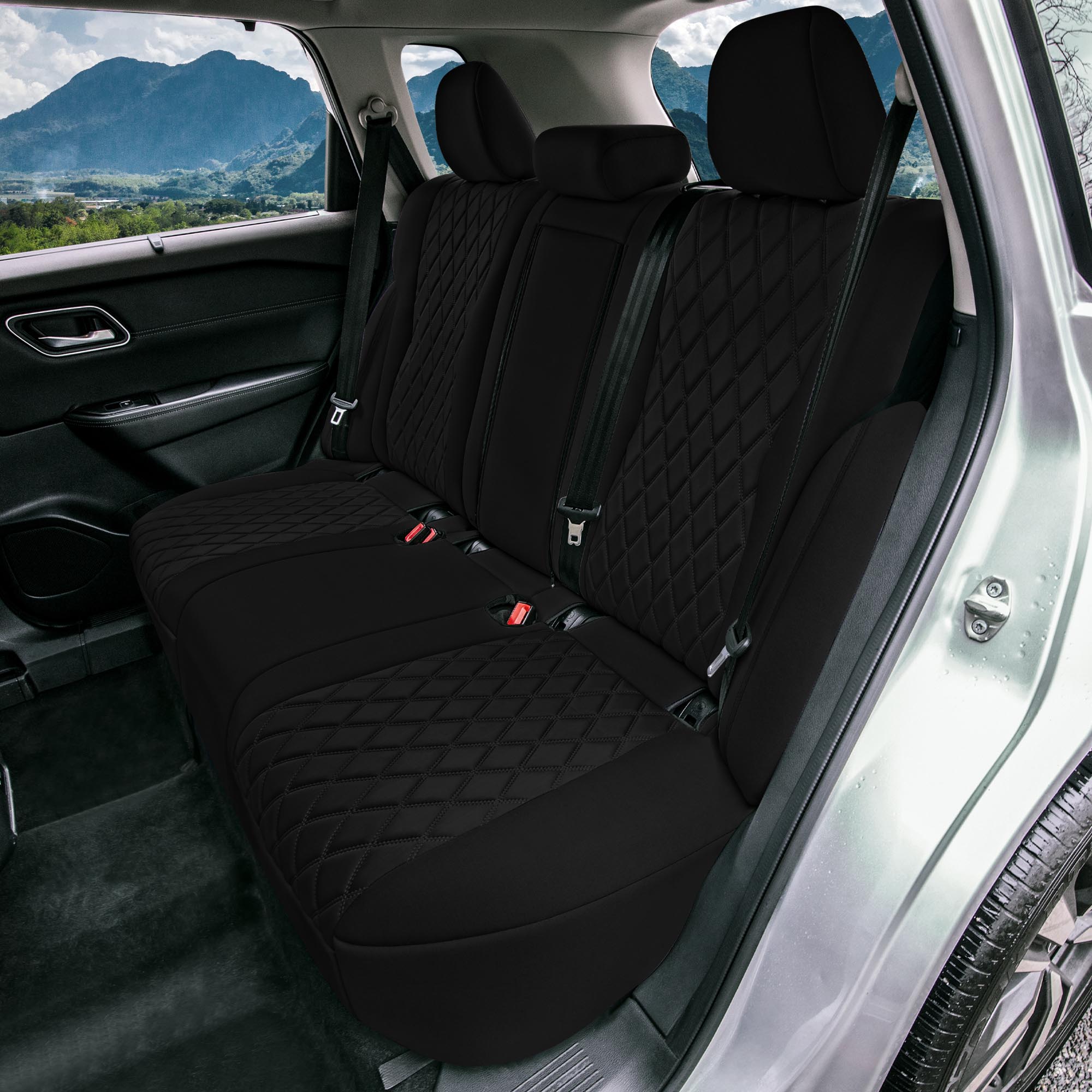 Nissan Rogue - 2020-2024 - Rear Set Seat Covers - Black Ultraflex Neoprene