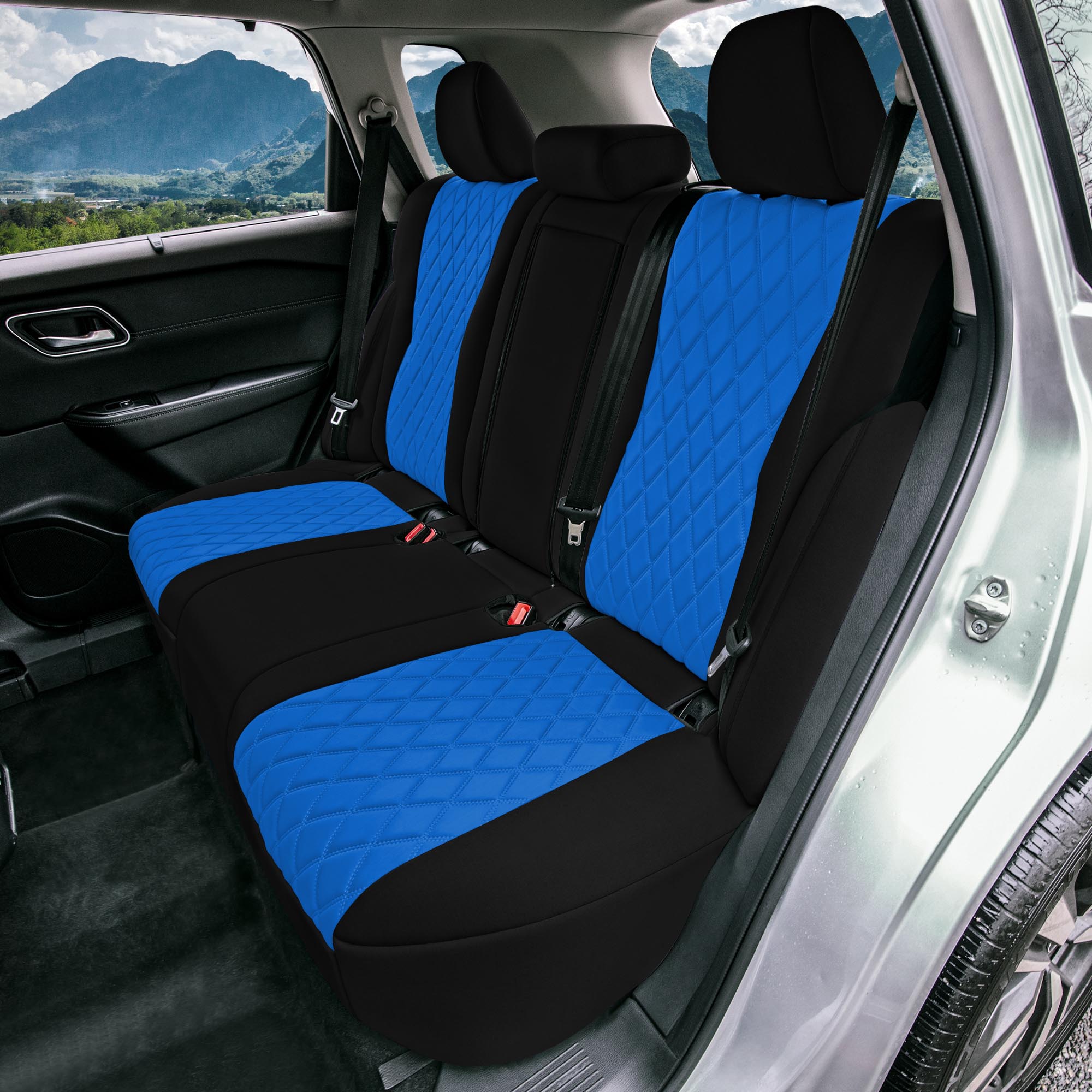 Nissan Rogue - 2020-2024 - Rear Set Seat Covers - Blue Ultraflex Neoprene