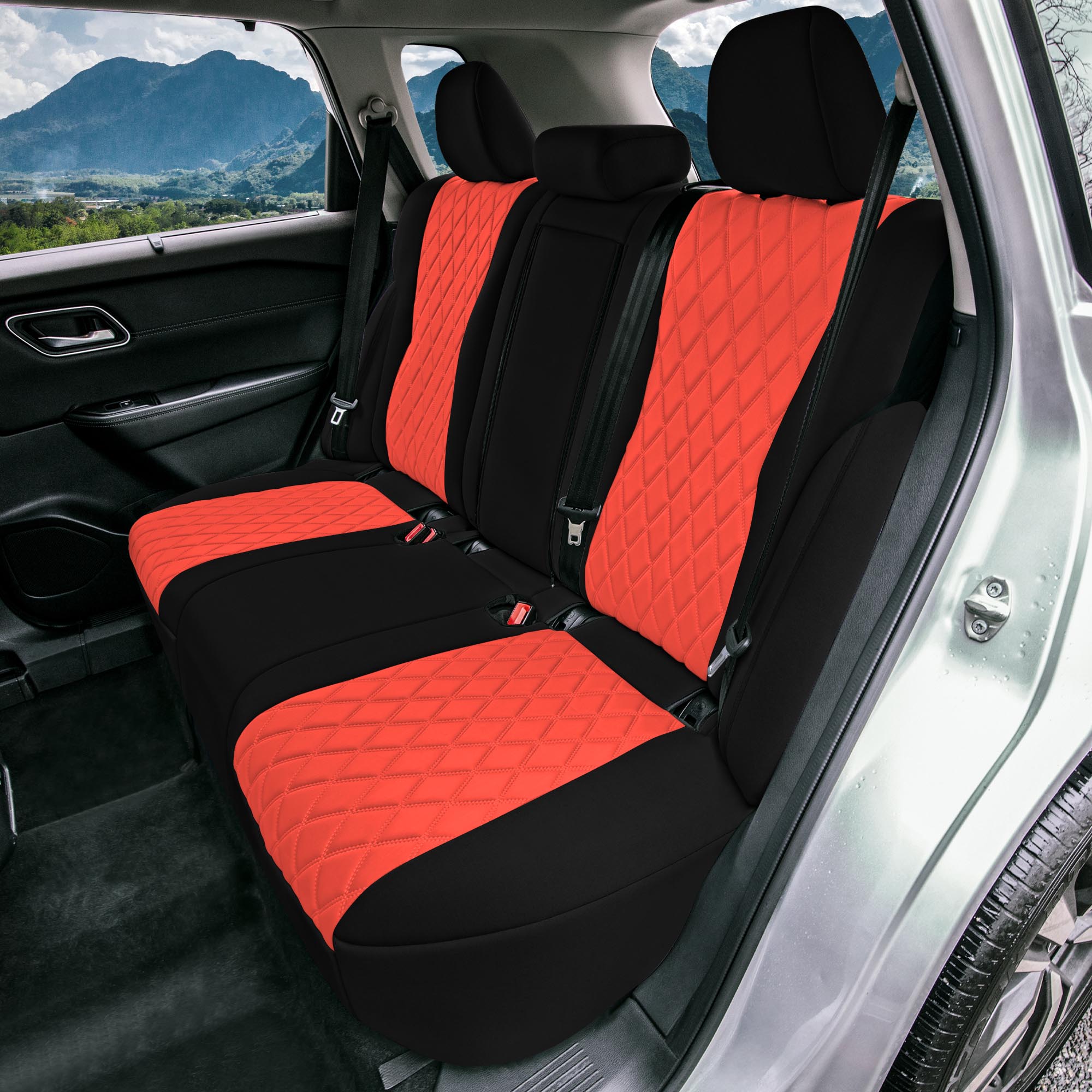 Nissan Rogue - 2020-2024 - Rear Set Seat Covers - Red Ultraflex Neoprene
