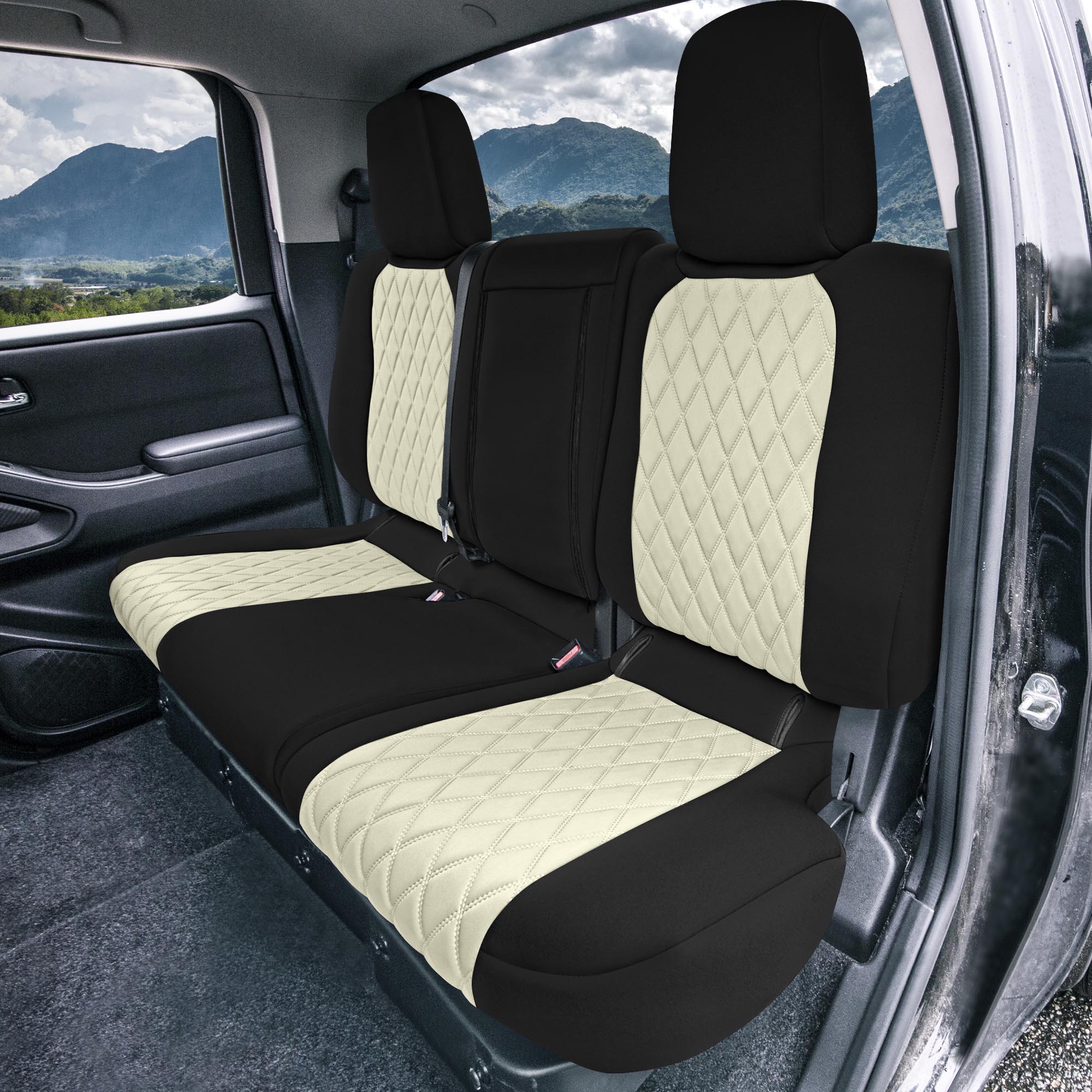 Nissan Titan King Cab/Crew Cab - 2017-2022 - Rear Set Seat Covers - Beige Ultraflex Neoprene