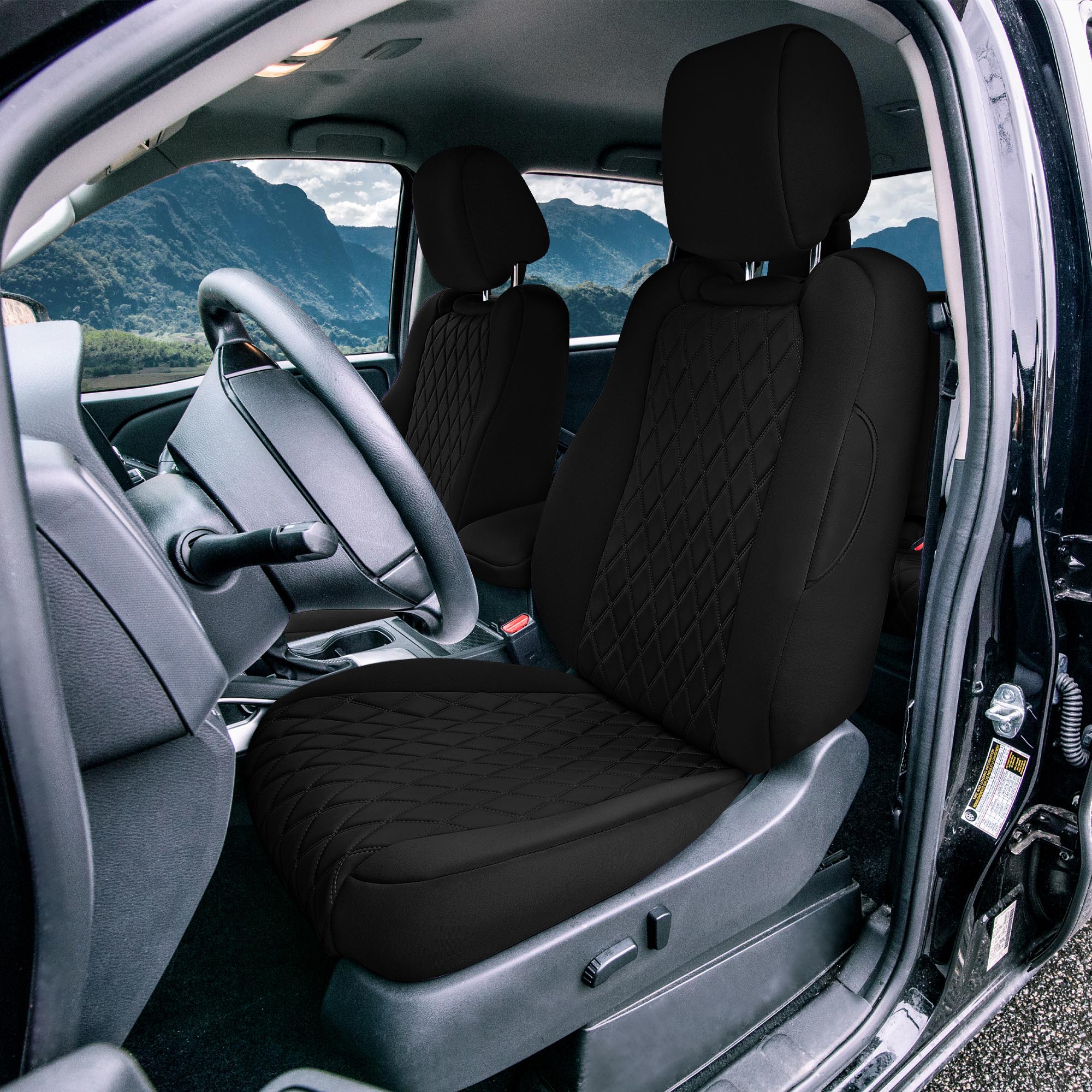 Nissan Titan King Cab/Crew Cab - 2017-2022 - Front Set Seat Covers - Black Ultraflex Neoprene