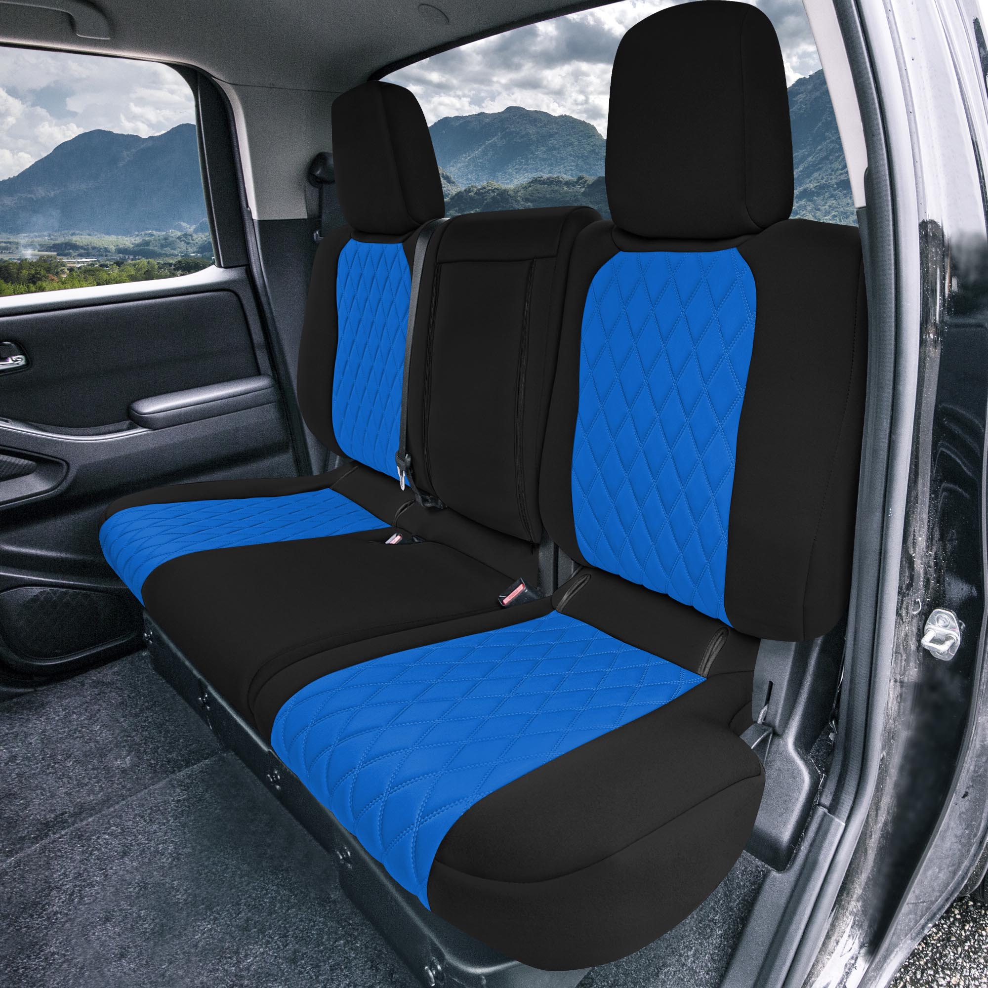 Nissan Titan King Cab/Crew Cab - 2017-2022 - Rear Set Seat Covers - Blue Ultraflex Neoprene