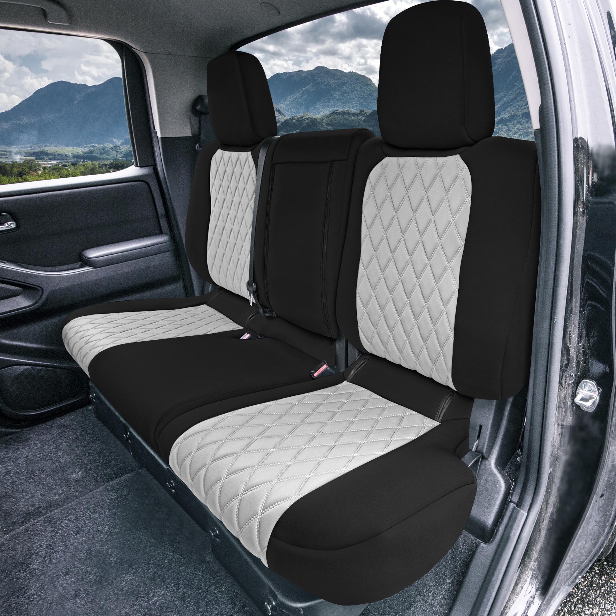 Nissan Titan King Cab/Crew Cab - 2017-2022 - Rear Set Seat Covers - Gray Ultraflex Neoprene