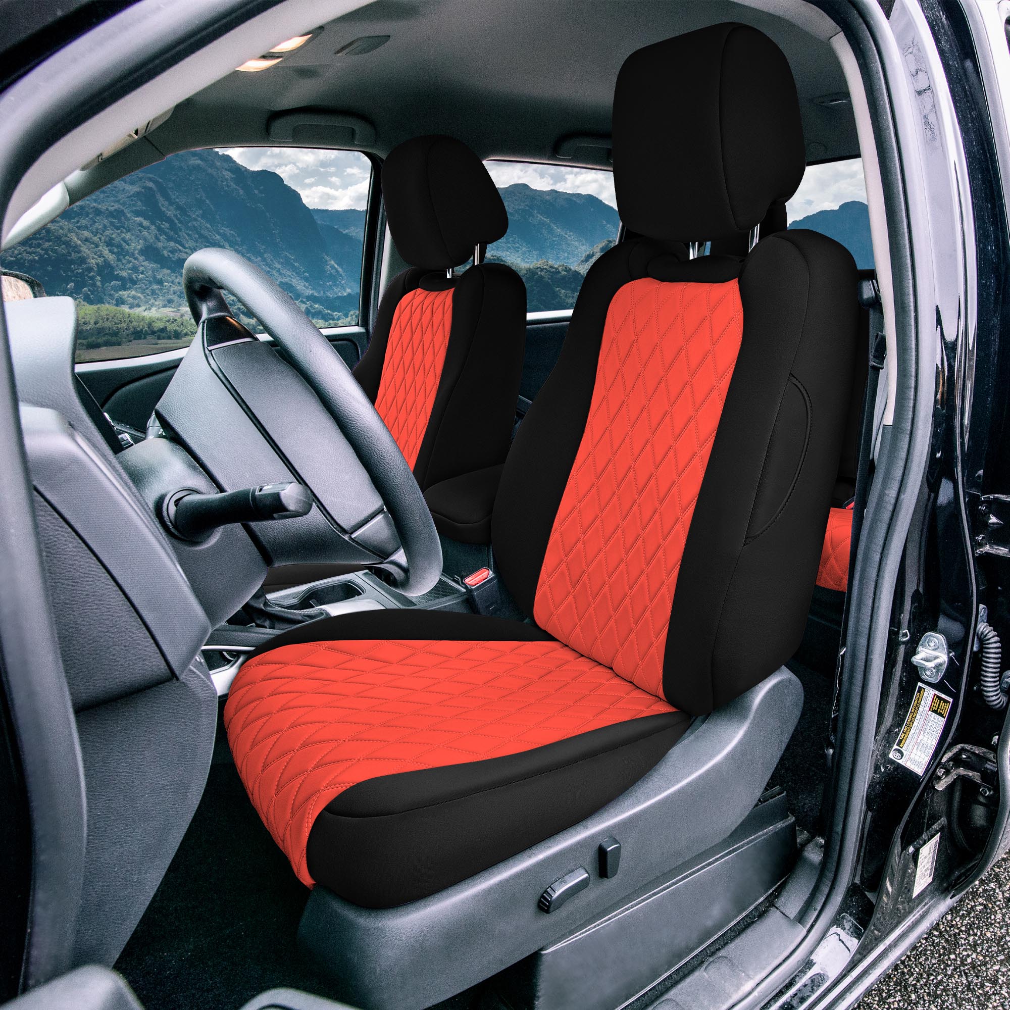 Nissan Titan King Cab/Crew Cab - 2017-2022 - Full Set Seat Covers - Red Ultraflex Neoprene
