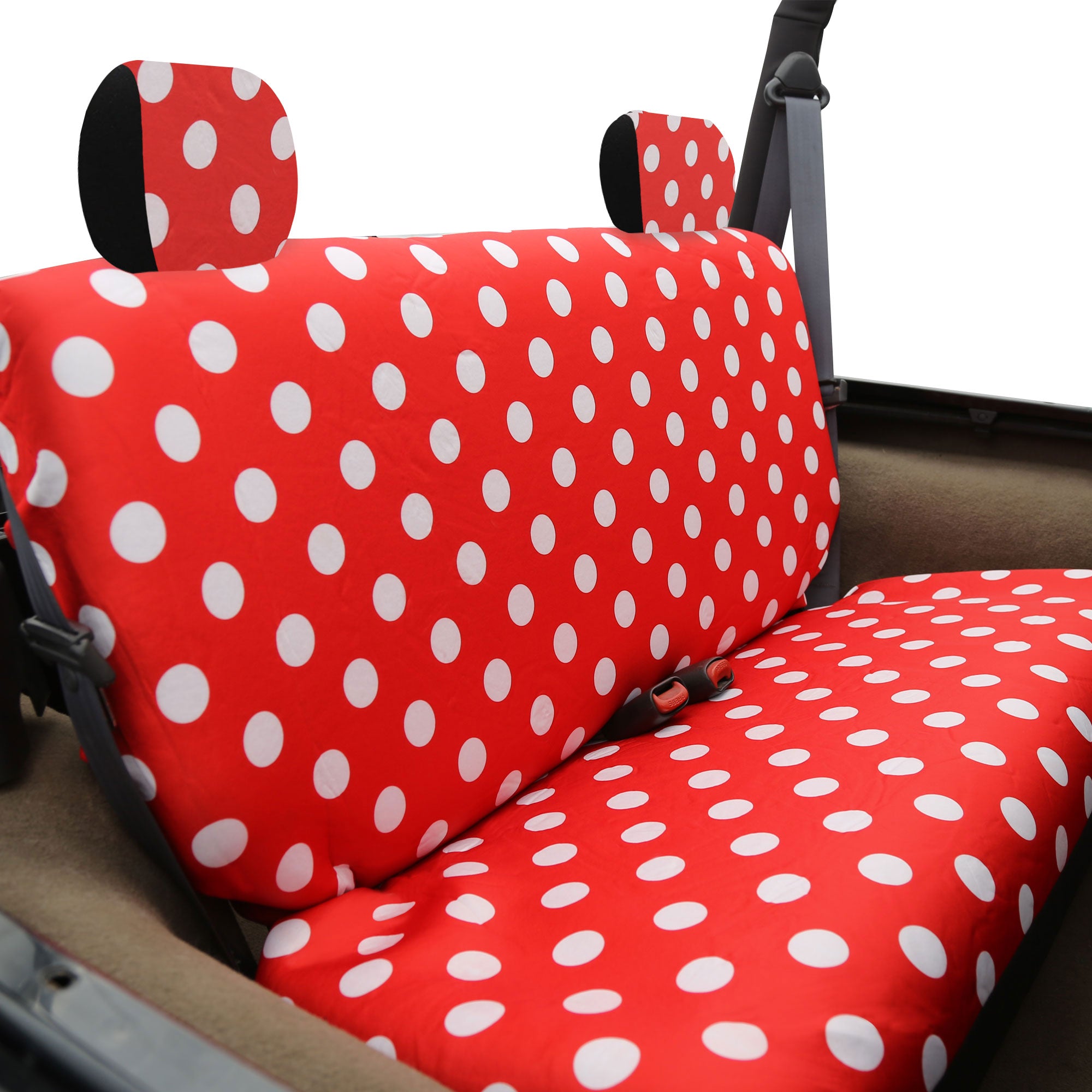 Polka Dots Bench Seat Covers - 2 Tone Polka Dots - Red