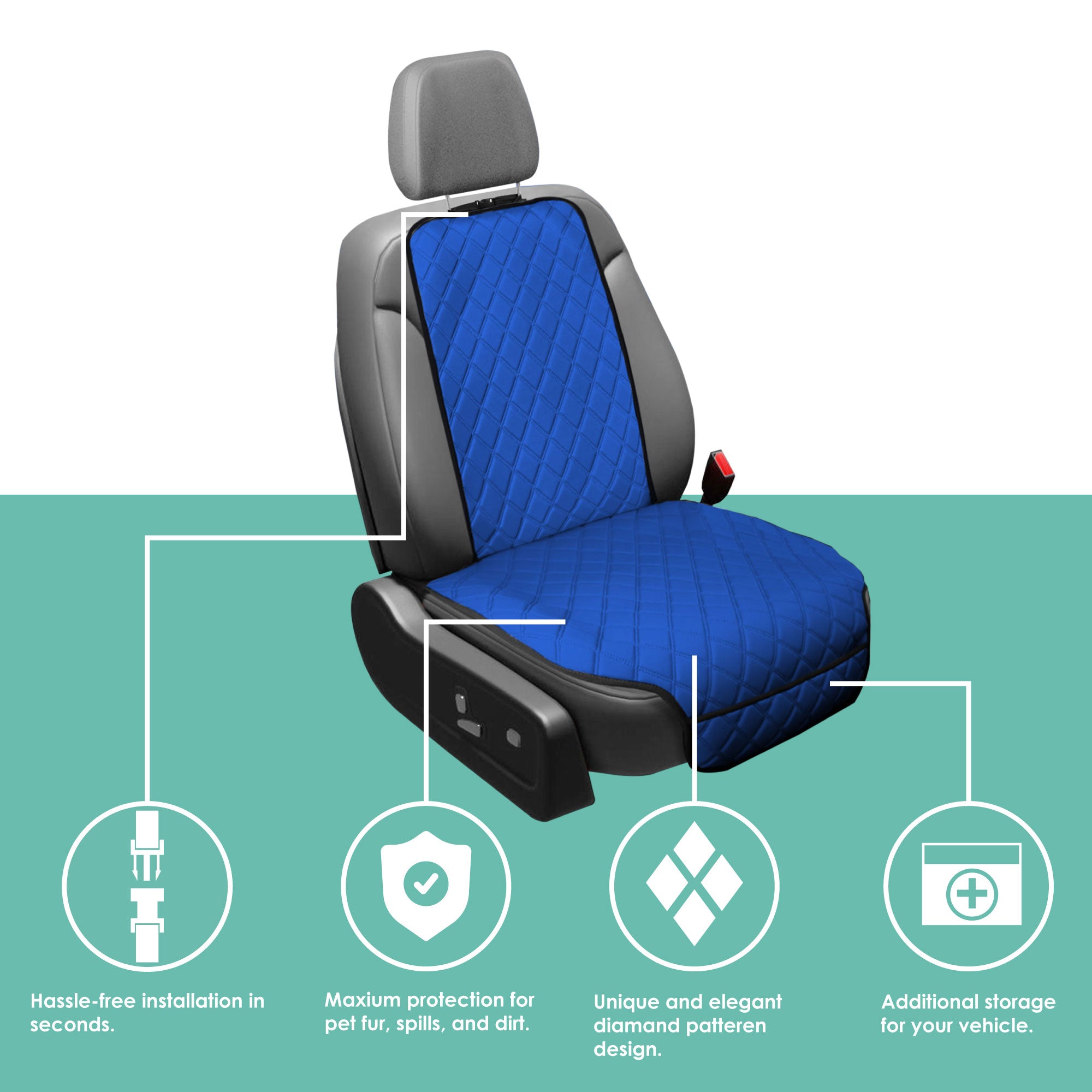 NeoSupreme Seat Protectors - Full Set - Solid Blue