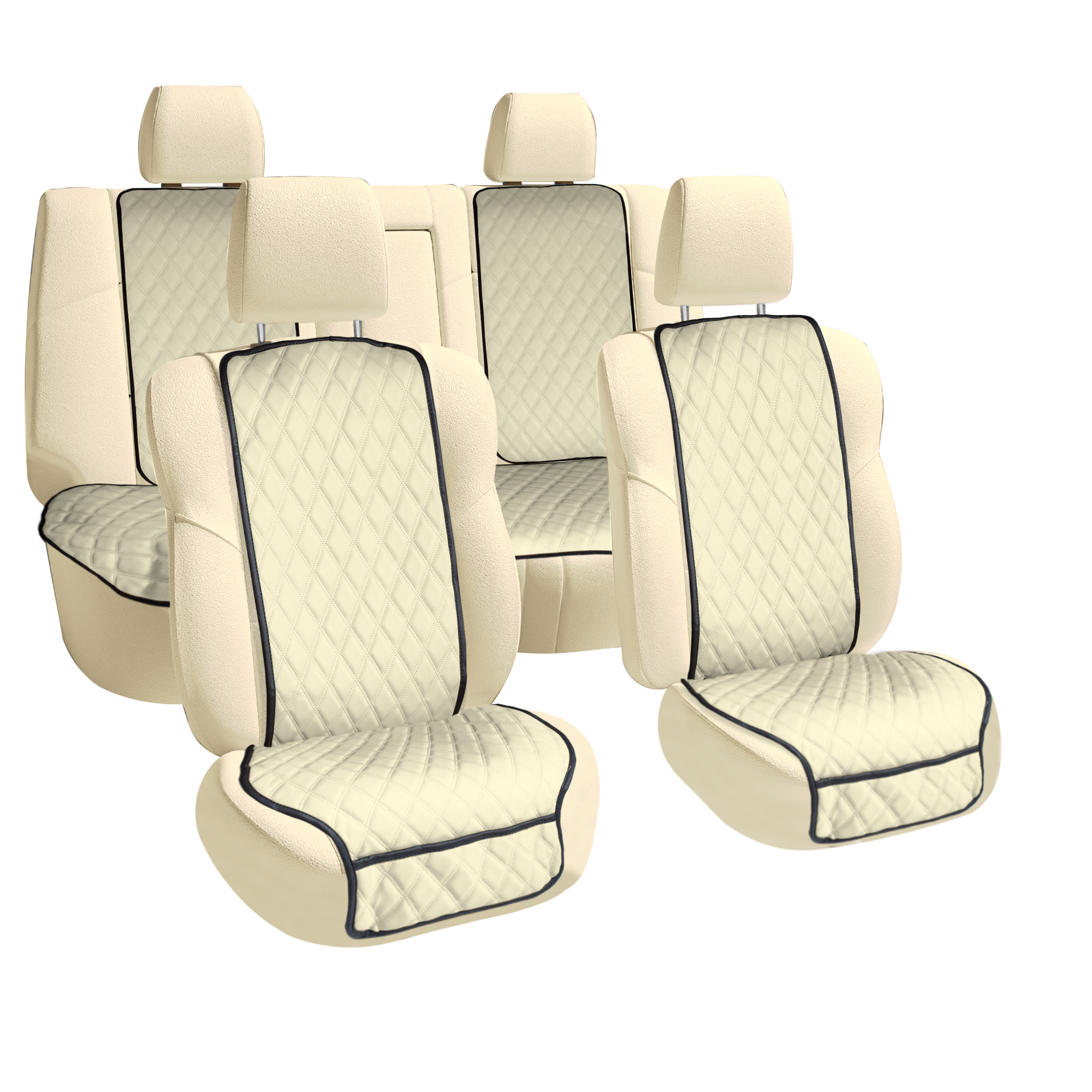 Faux Leather Seat Protectors - Full Set - Solid Beige