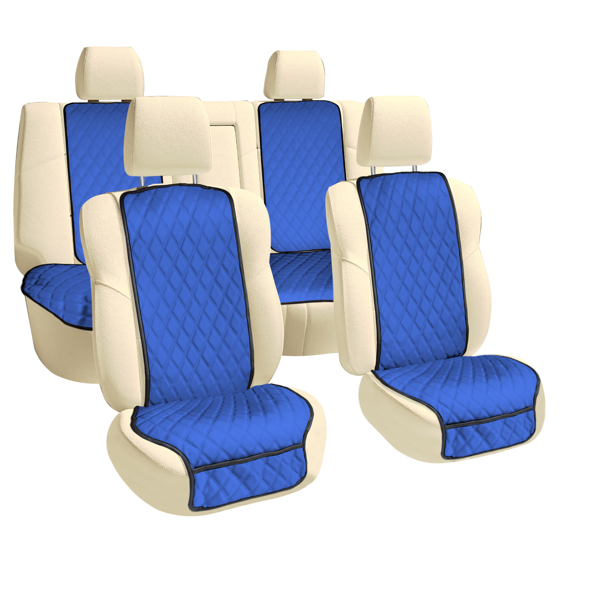 Faux Leather Seat Protectors - Full Set - Solid Blue