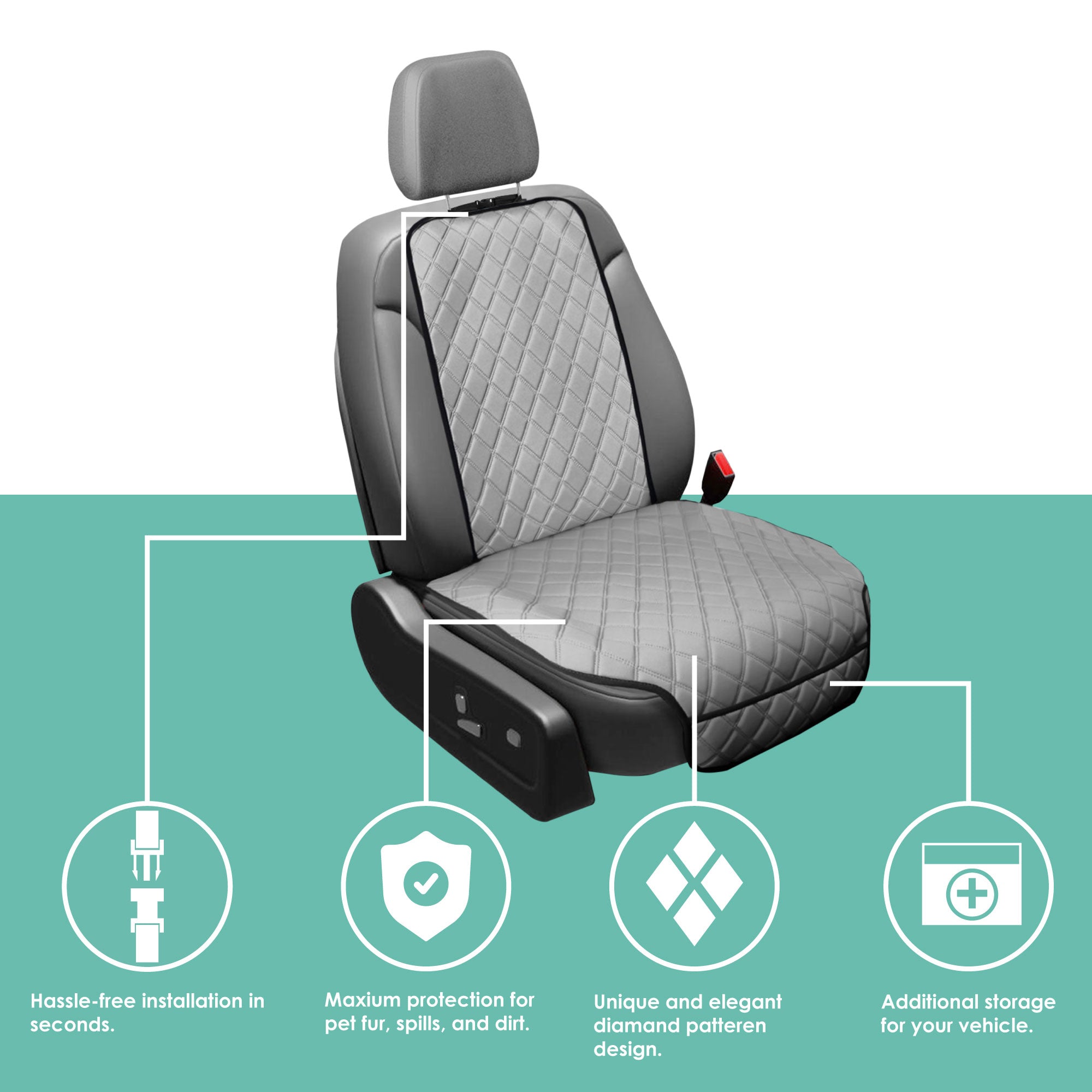 NeoSupreme Seat Protectors - Full Set - Solid Gray