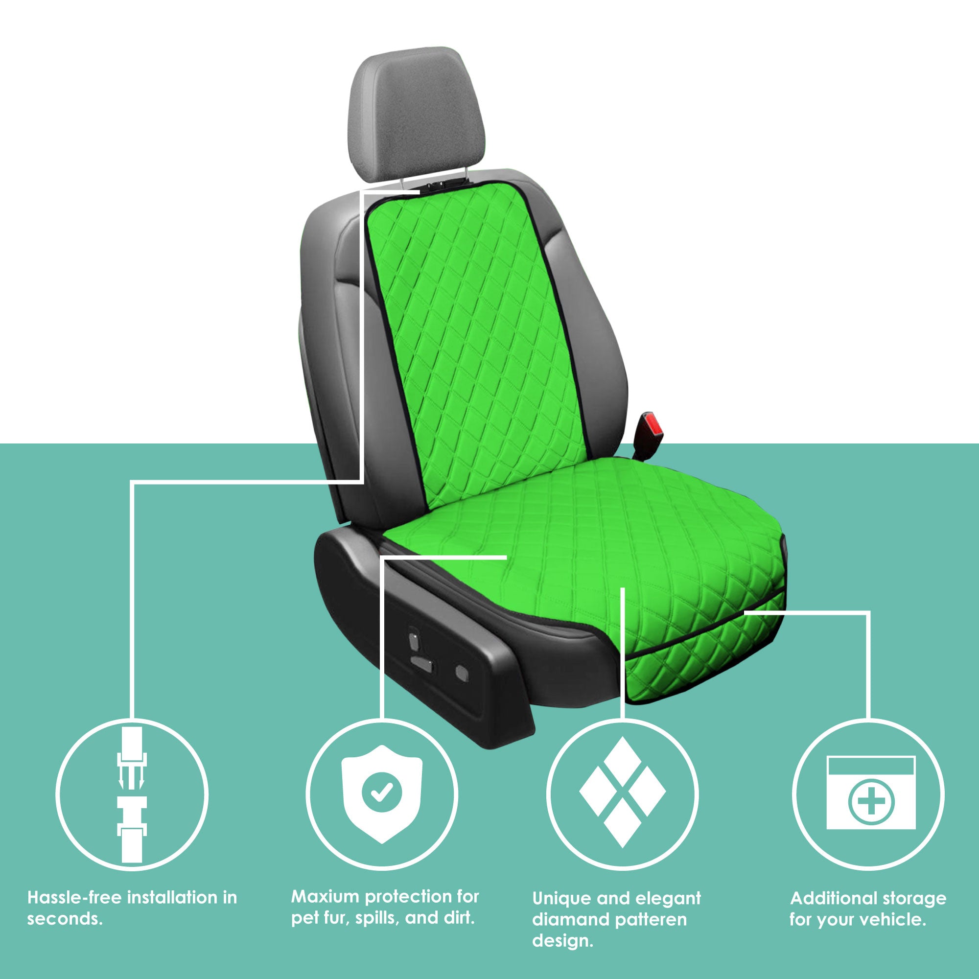 NeoSupreme Seat Protectors - Full Set - Solid Green