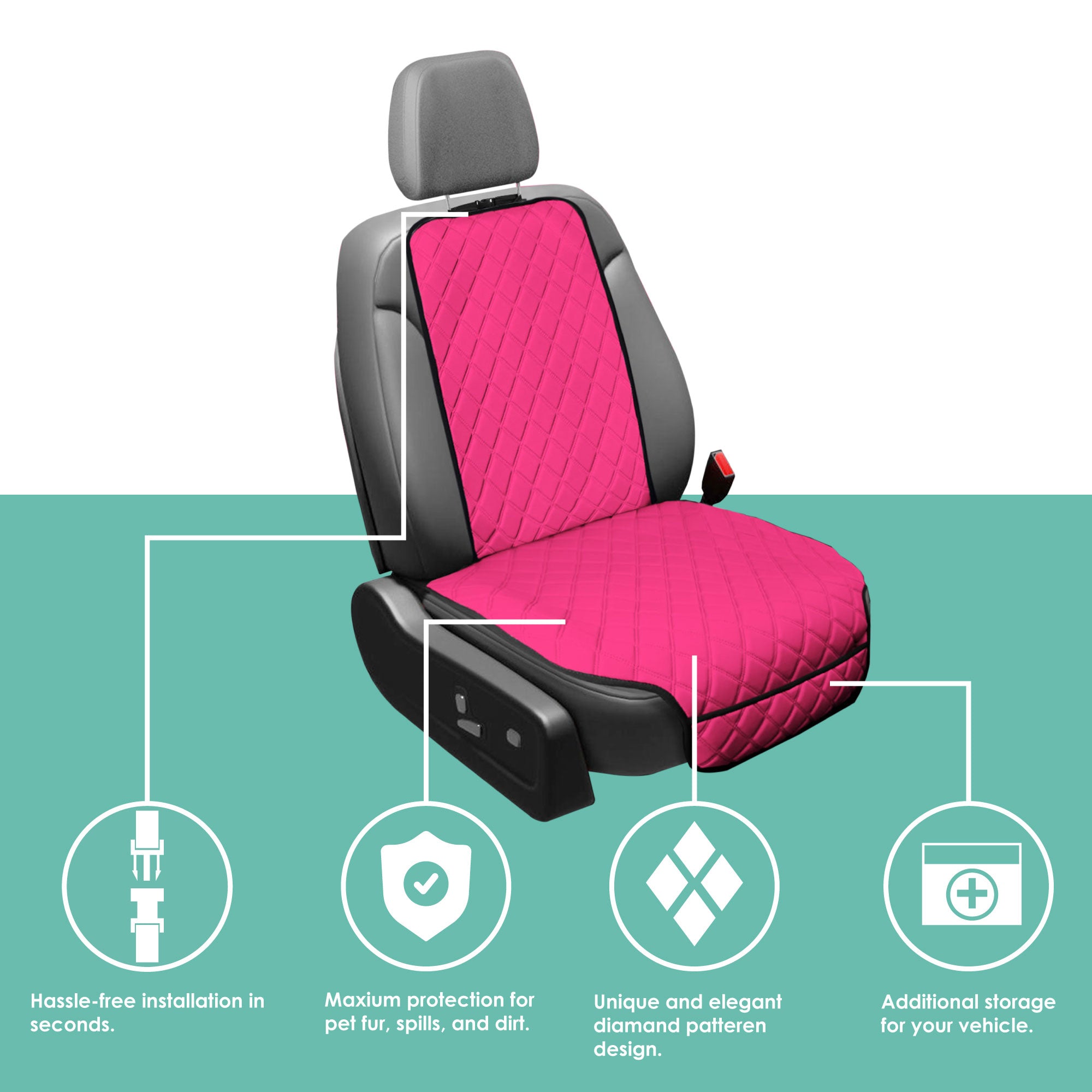 NeoSupreme Seat Protectors - Full Set - Solid Pink