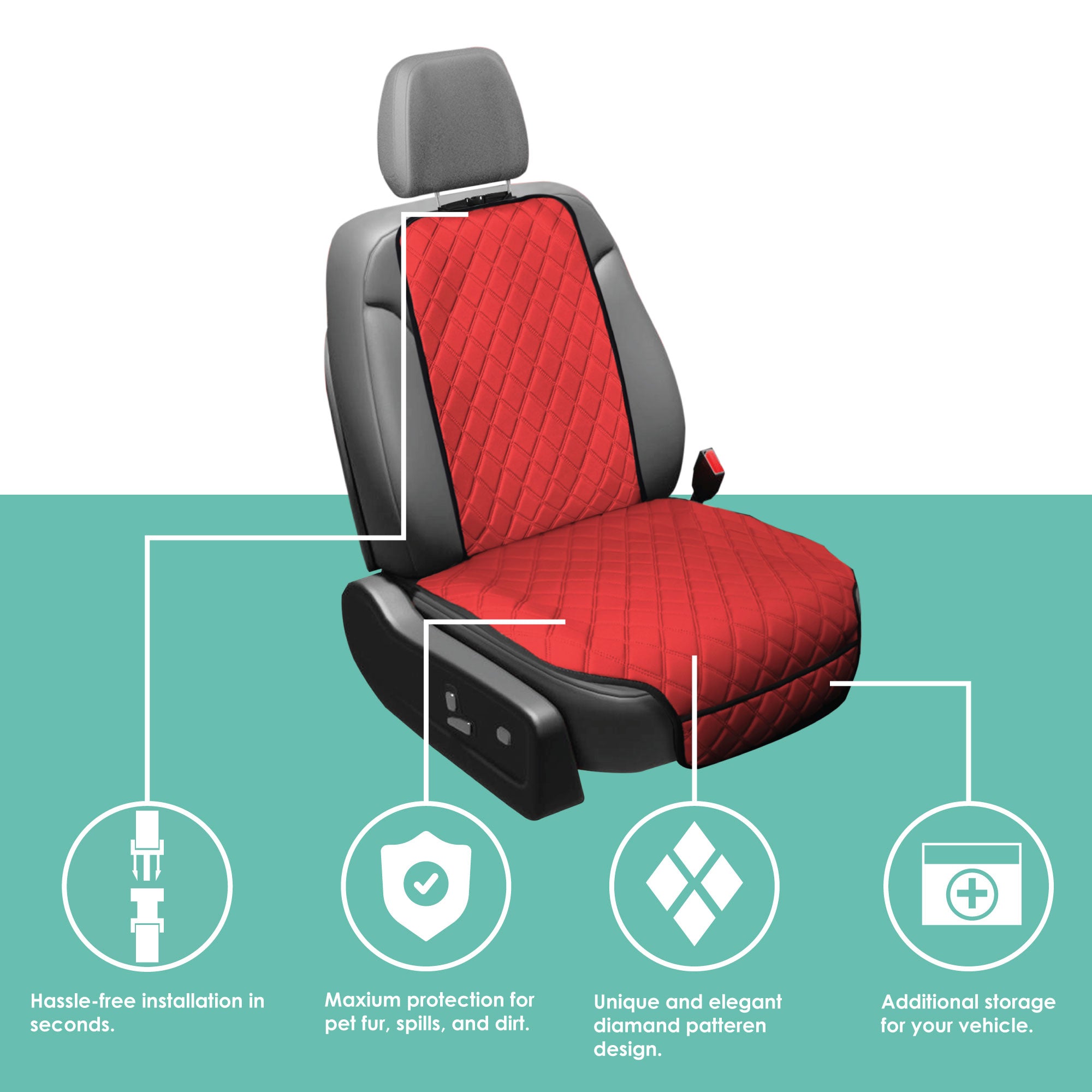 NeoSupreme Seat Protectors - Full Set - Solid Red