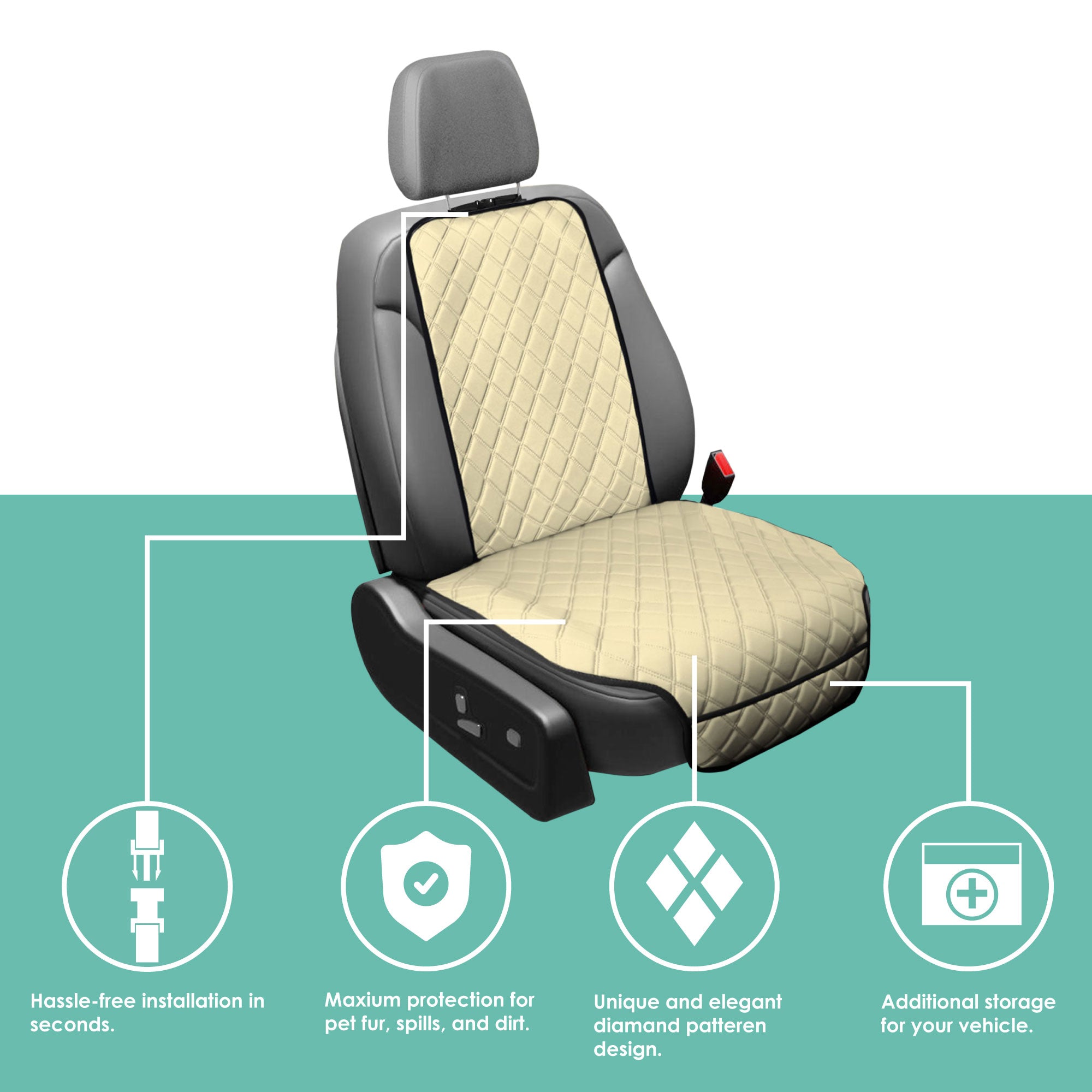 NeoSupreme Seat Protectors - Full Set - Solid Beige