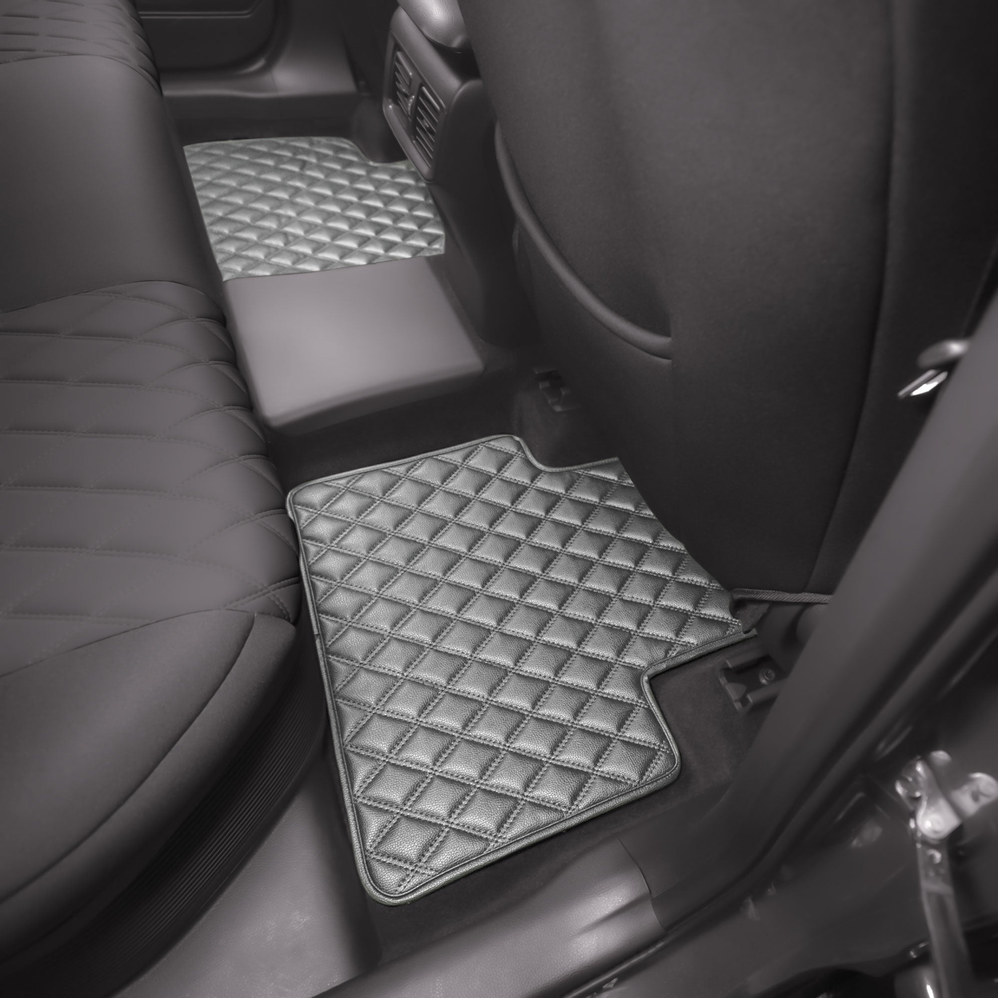 Faux Leather Custom-Fit Floor Mats for 2019-2022 Toyota Rav4- Gray