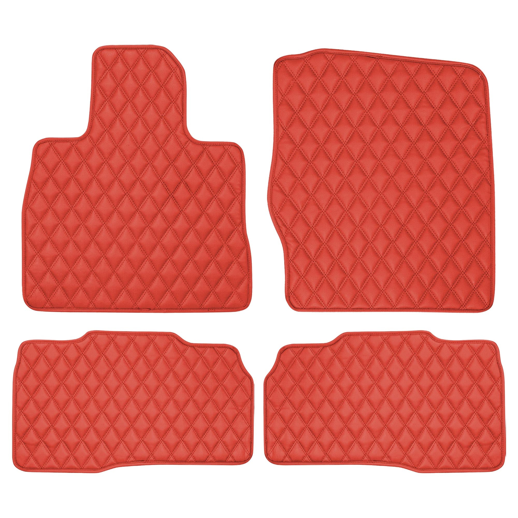 Faux Leather Custom-Fit Floor Mats for 2020-2022 Ford Explorer - Red