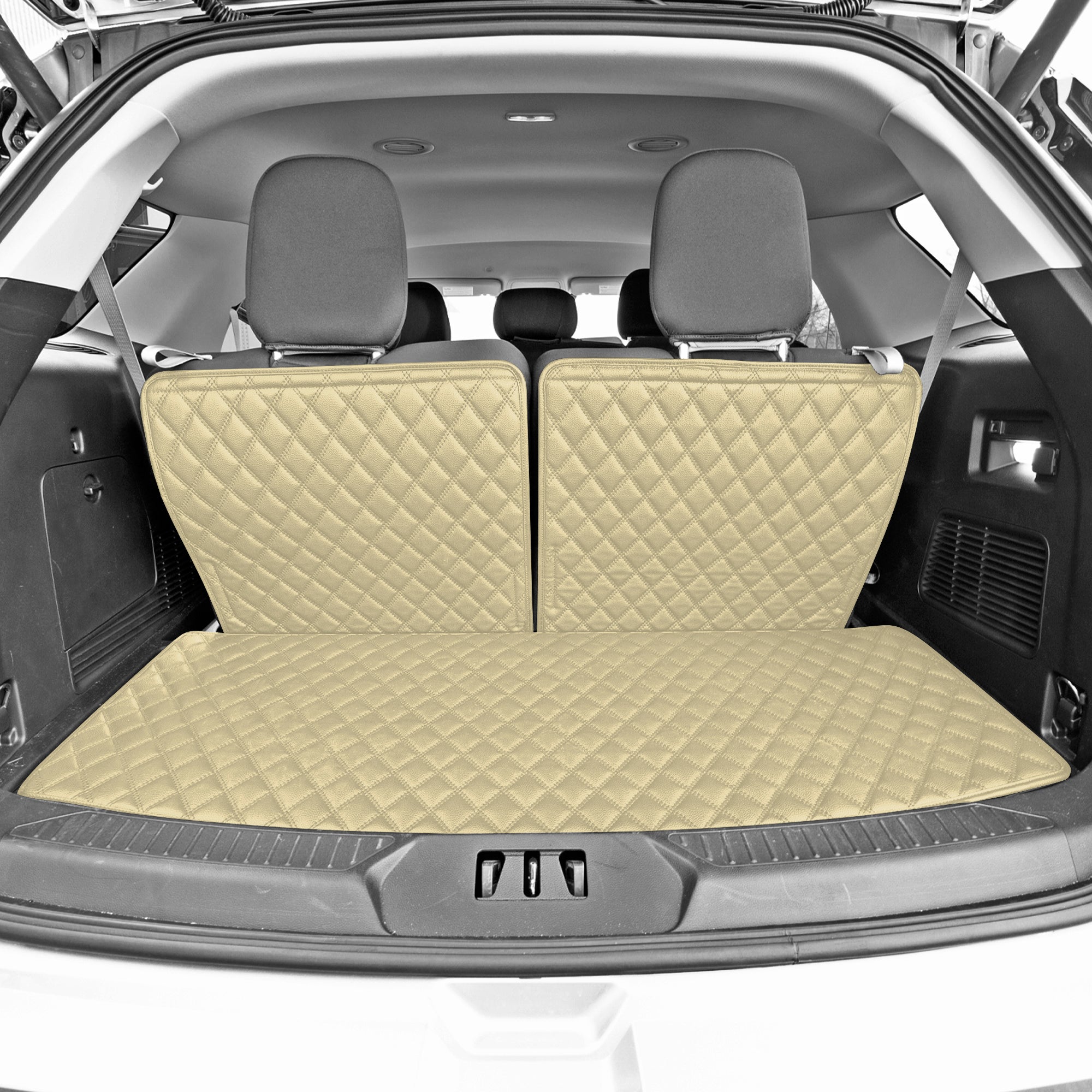 2020-2022 Ford Explorer Faux Leather Custom Fit Trunk Mats - Beige