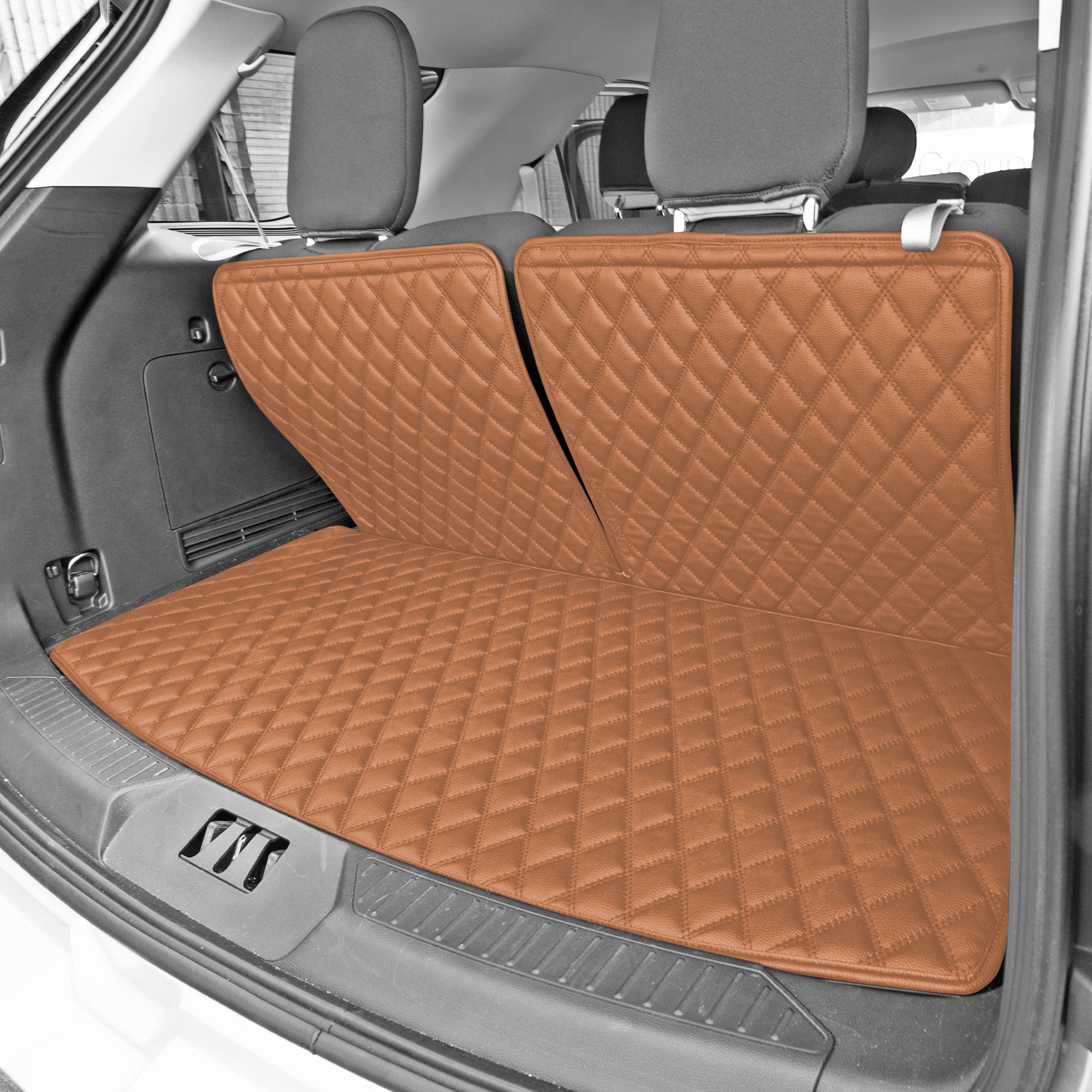 2020-2022 Ford Explorer Faux Leather Custom Fit Trunk Mats - Brown