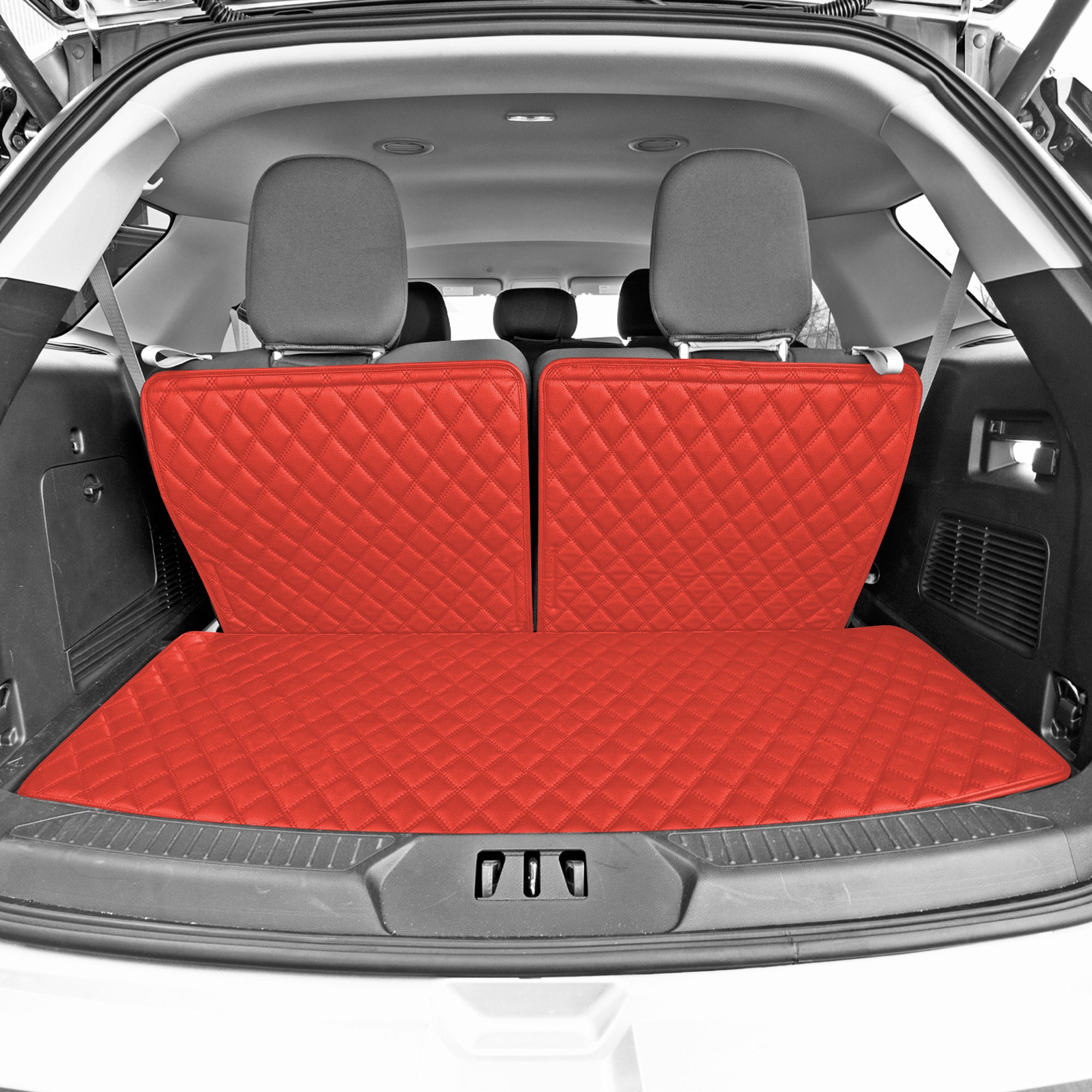 2020-2022 Ford Explorer Faux Leather Custom Fit Trunk Mats - Red