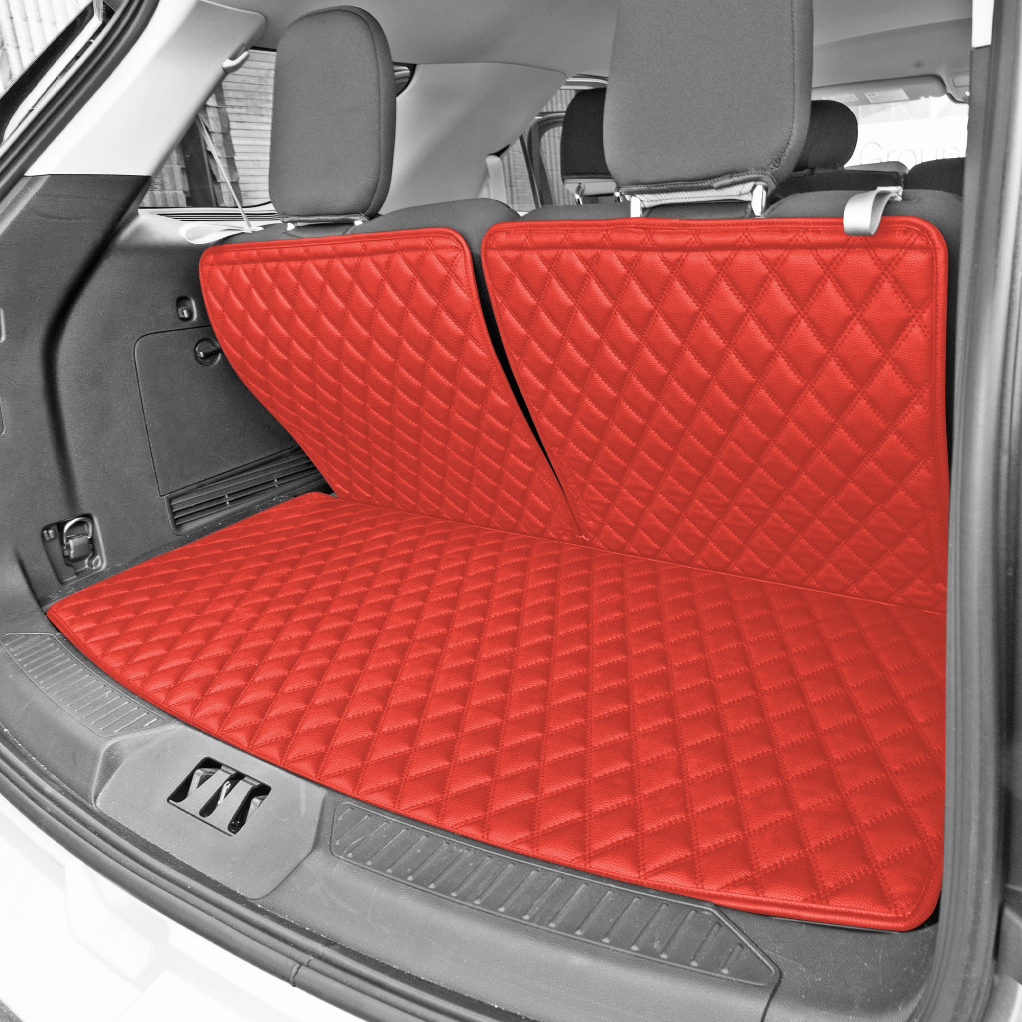 2020-2022 Ford Explorer Faux Leather Custom Fit Trunk Mats - Red