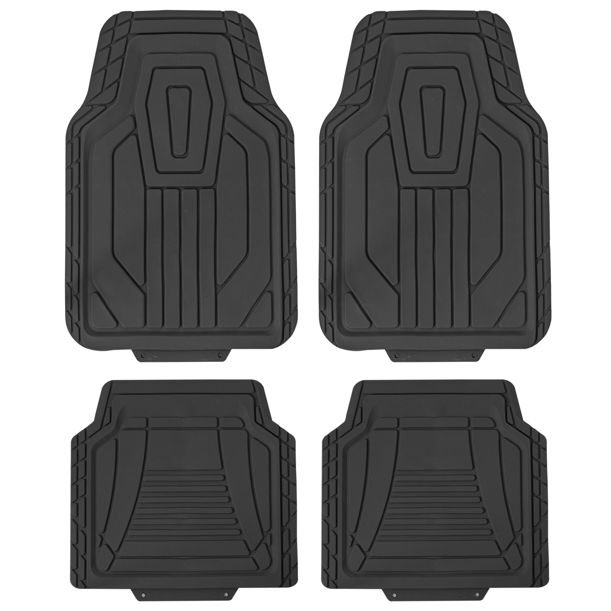Classic Symmetrical Car Floor Mats - Full Set Black