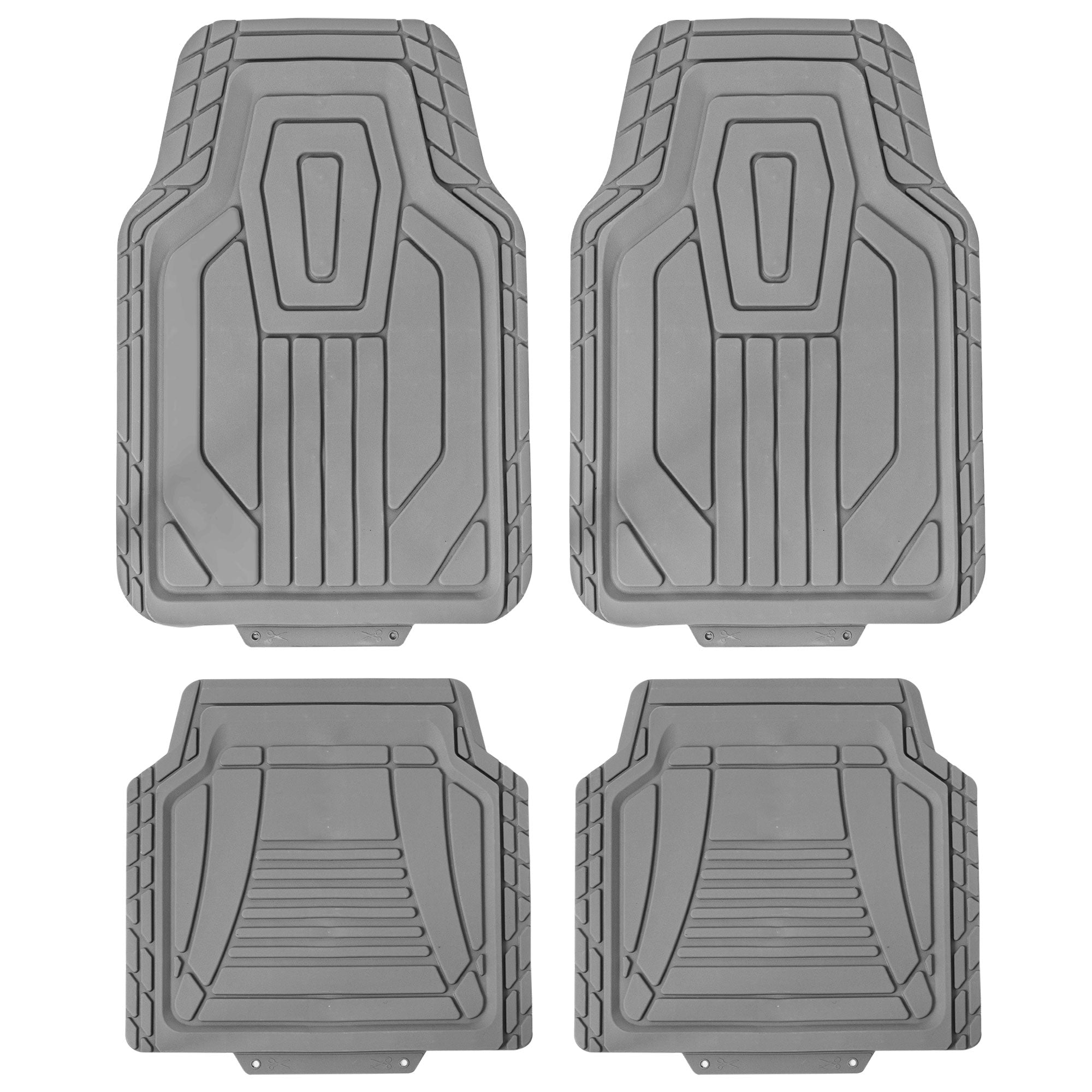 Classic Symmetrical Car Floor Mats - Full Set Gray