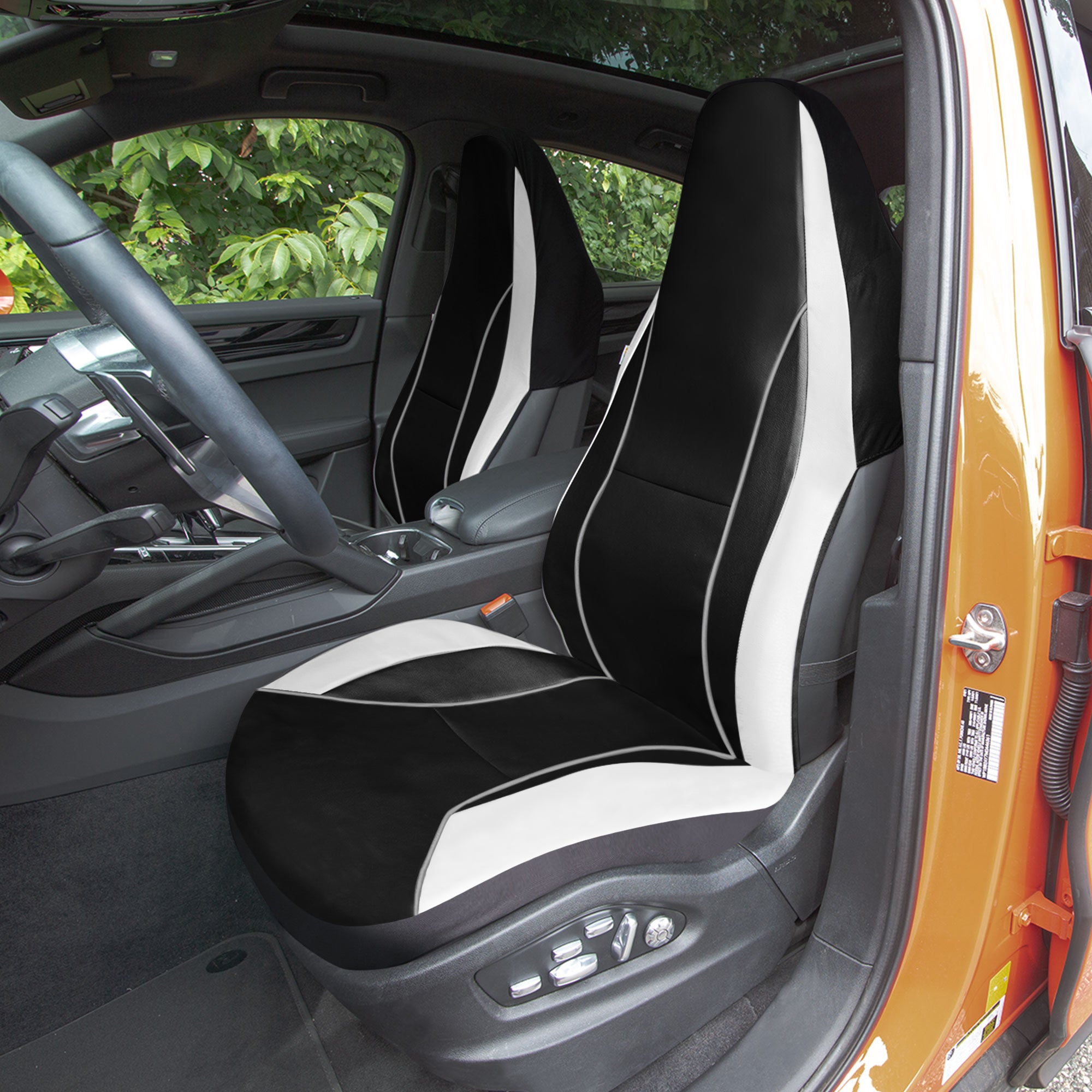 Bold Contrasting Leatherette Seat Covers Full Set - Gray