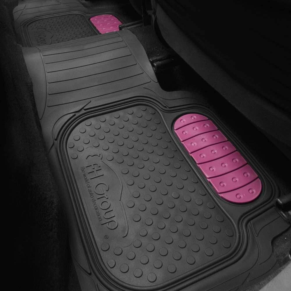 Heavy Duty ClimaProof Trimmable Touchdown Non-Slip Rubber Floor Mats Pink