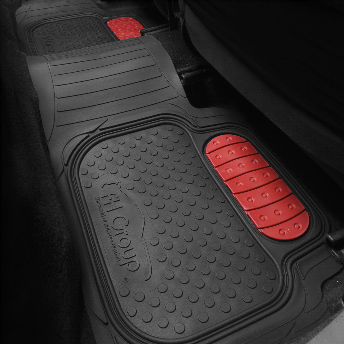 Heavy Duty ClimaProof Trimmable Touchdown Non-Slip Rubber Floor Mats Red