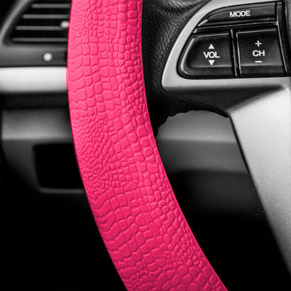 Snake Pattern Silicone steering wheel cover Magenta