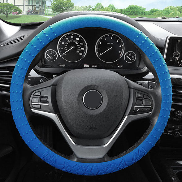 Nibbed Silicone Steering Wheel Cover with Massaging Grip Dark Blue