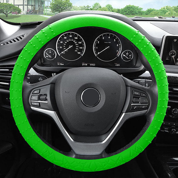Nibbed Silicone Steering Wheel Cover with Massaging Grip Green