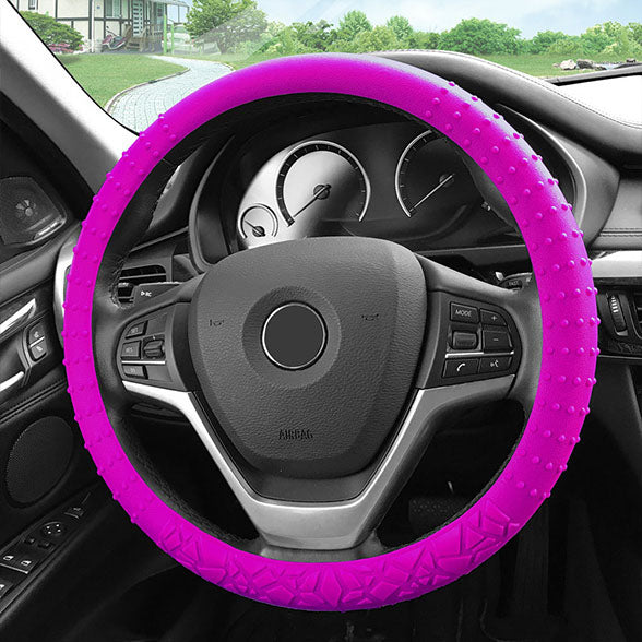 Nibbed Silicone Steering Wheel Cover with Massaging Grip Pink