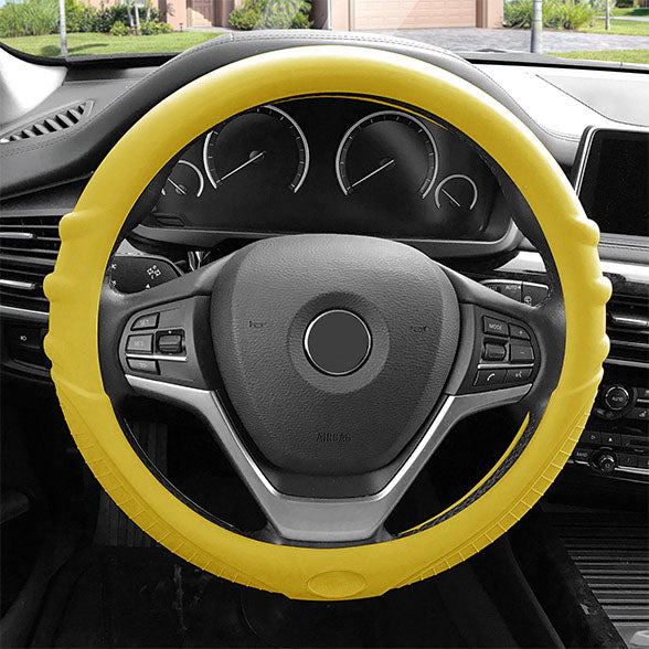Silicone Steering Wheel Cover with Grip Marks Yellow