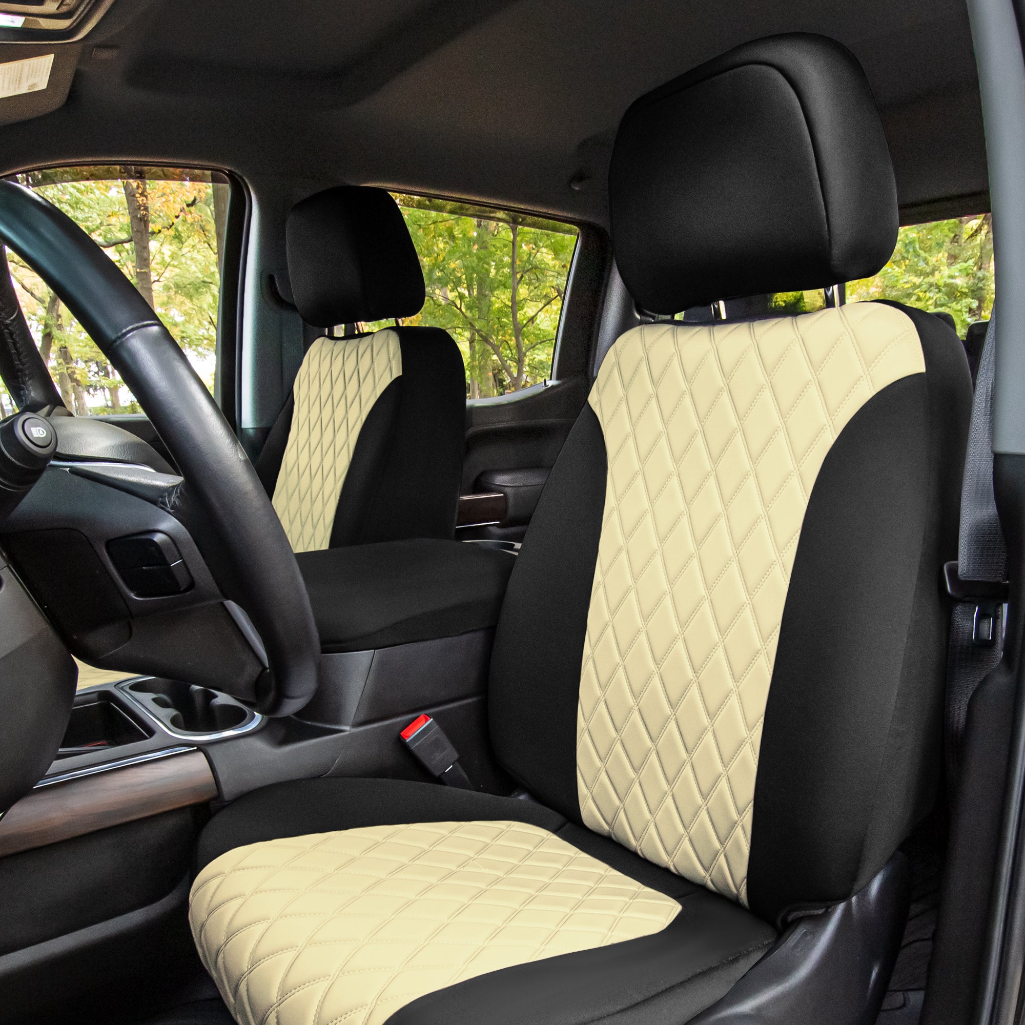 GMC Sierra 1500 2500HD 3500HD SLE Base  2019-2023 -  Front Set Seat Covers - Beige Ultraflex Neoprene