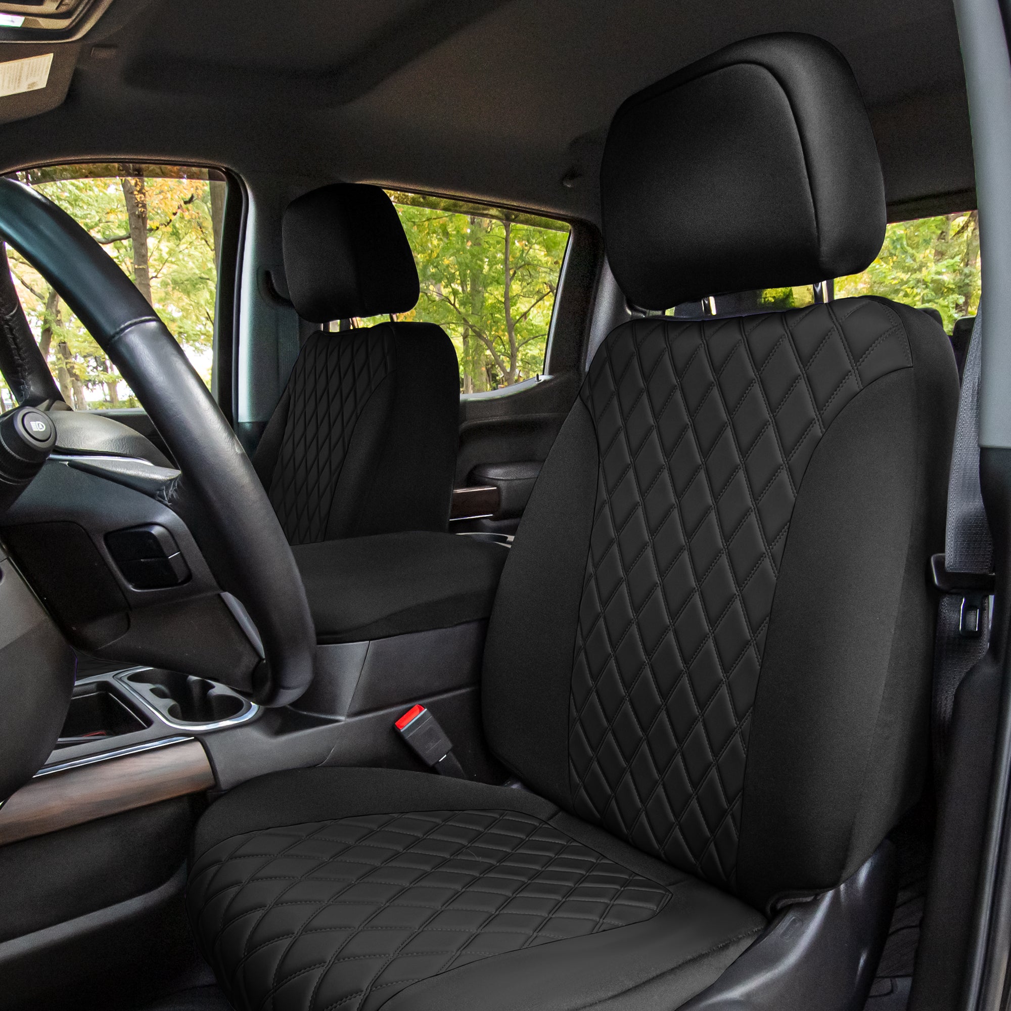 GMC Sierra 1500 2500HD 3500HD SLE Base  2019-2023 -  Front Set Seat Covers - Black Ultraflex Neoprene