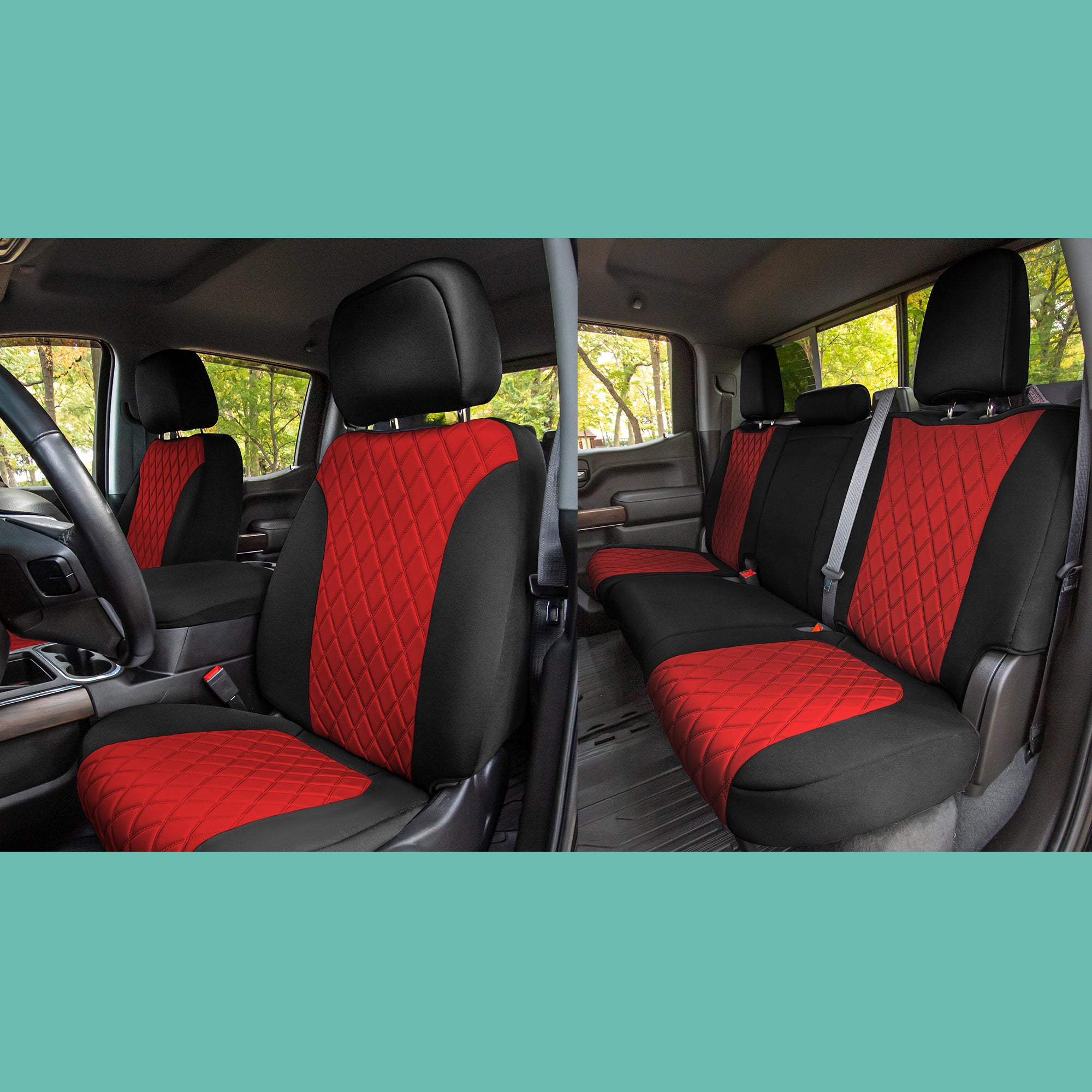 GMC Sierra 1500 2500HD 3500HD SLE Base  2019-2023 - Full Set Seat Covers - Red Ultraflex Neoprene
