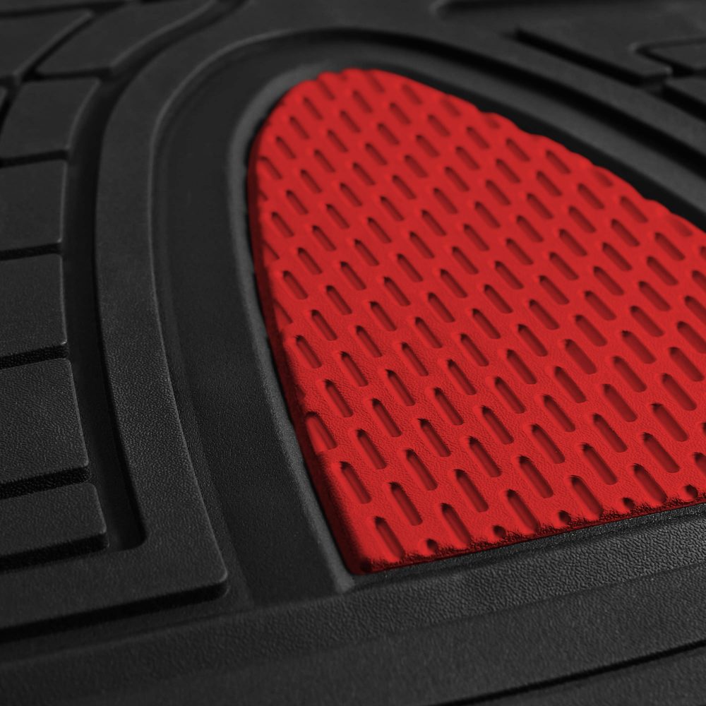 Trimmable ClimaProof Heavy Duty Tall Channel Non-Slip Rubber Floor Mats - Full Set Red