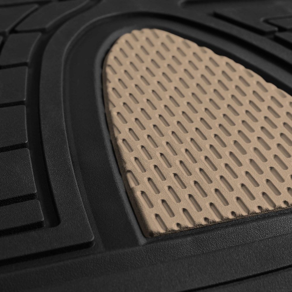 Trimmable ClimaProof Heavy Duty Tall Channel Non-Slip Rubber Floor Mats - Full Set Beige